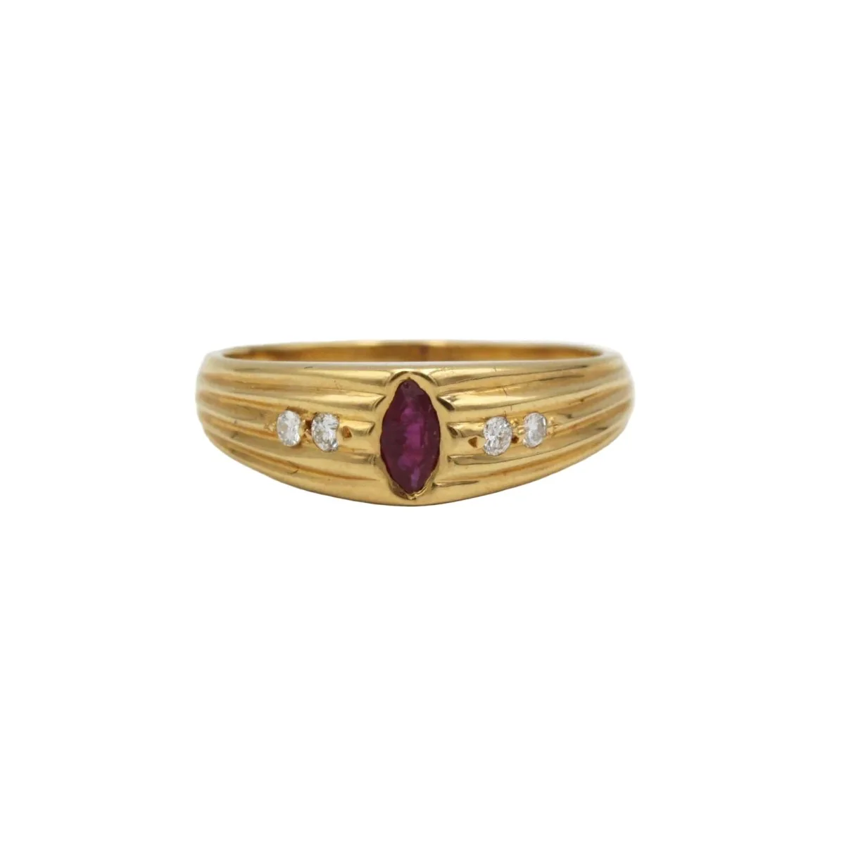 Bague Jonc en or jaune, rubis et diamants