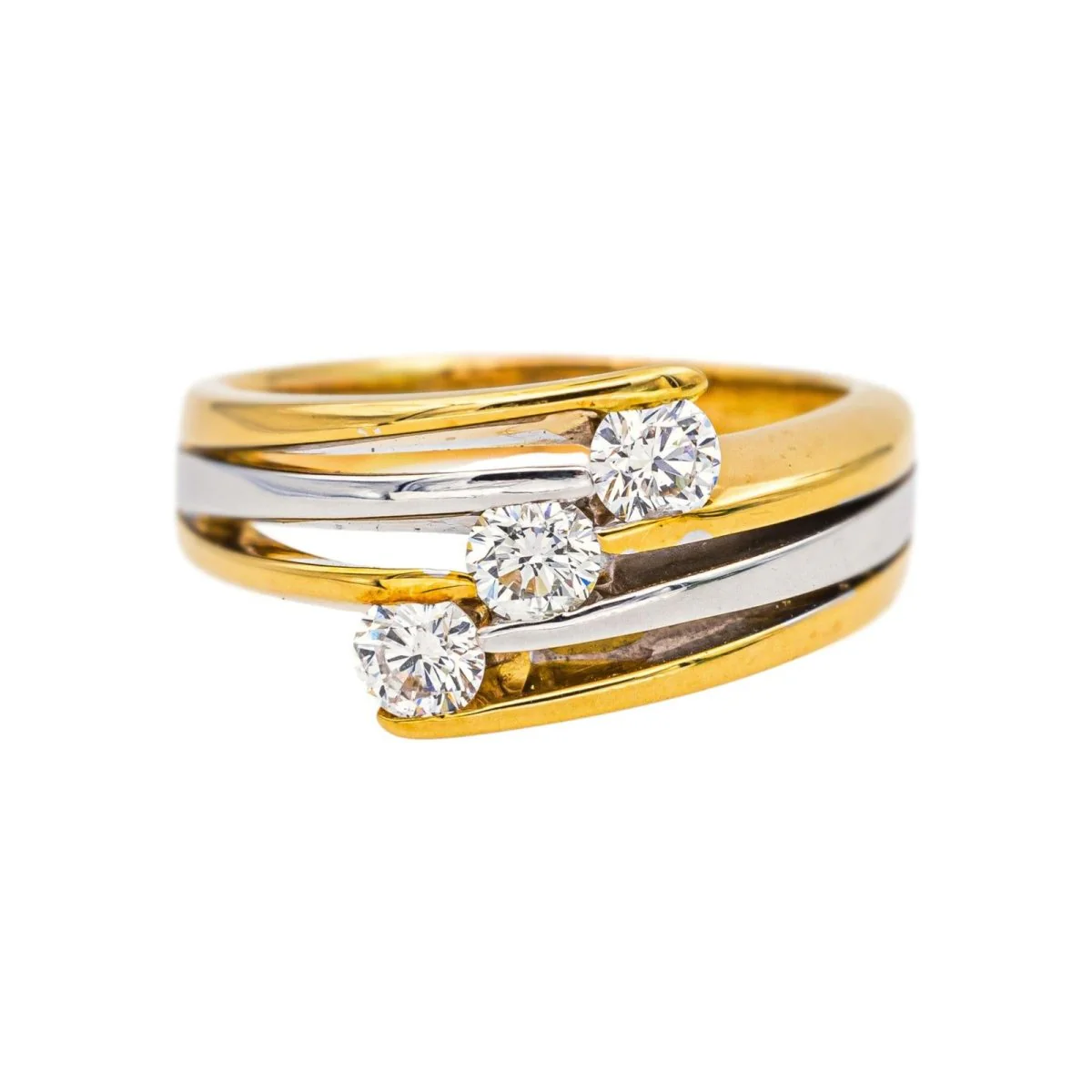 Bague Trilogie en or jaune, or blanc et diamants