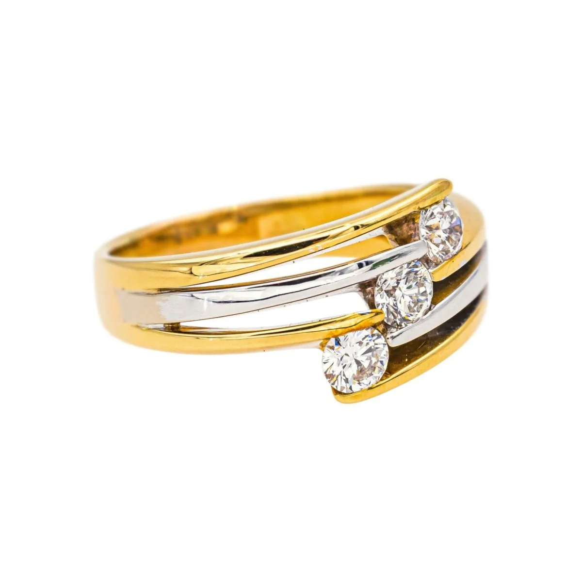 Bague Trilogie en or jaune, or blanc et diamants - Image 6