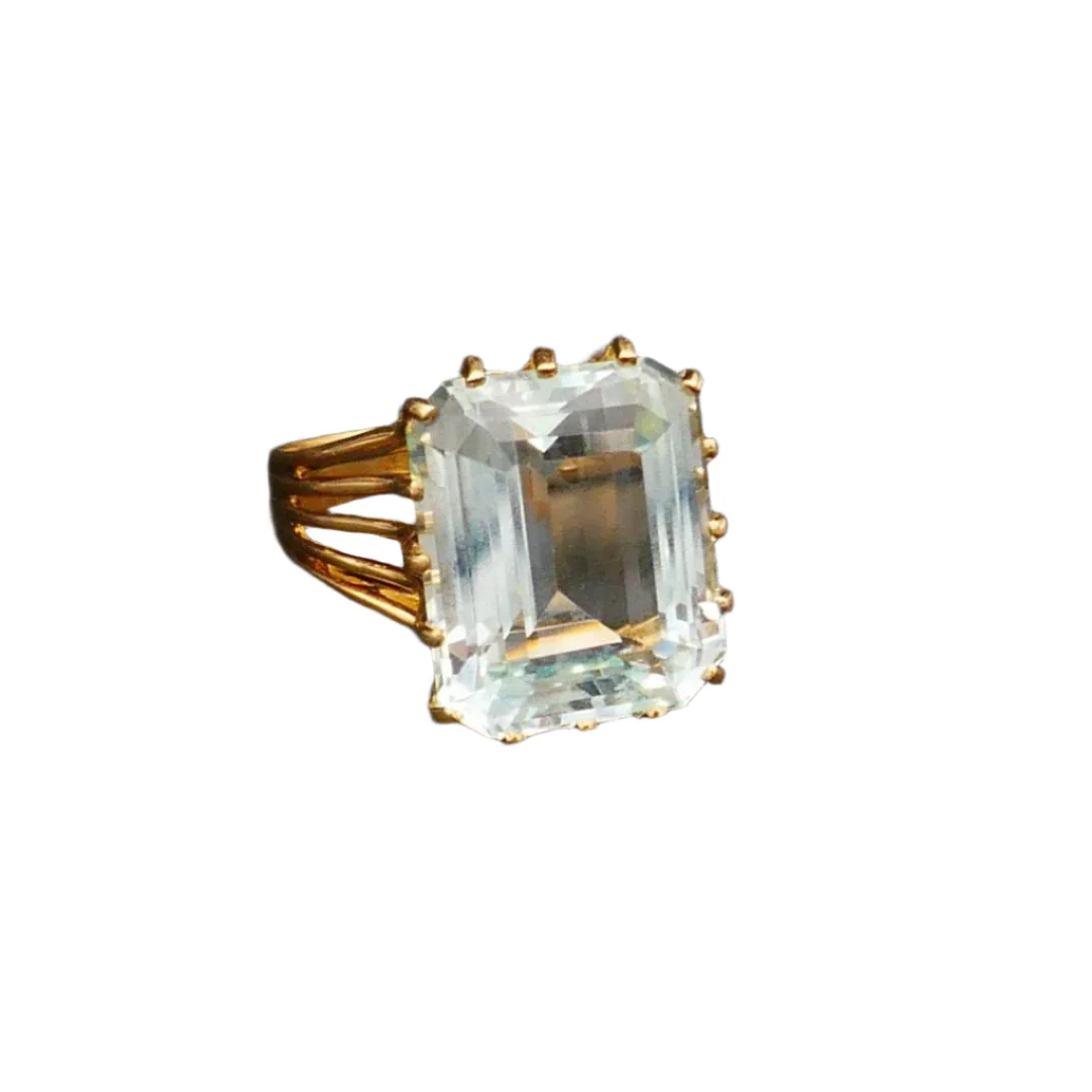 Bague en or jaune et aigue marine - Image 2