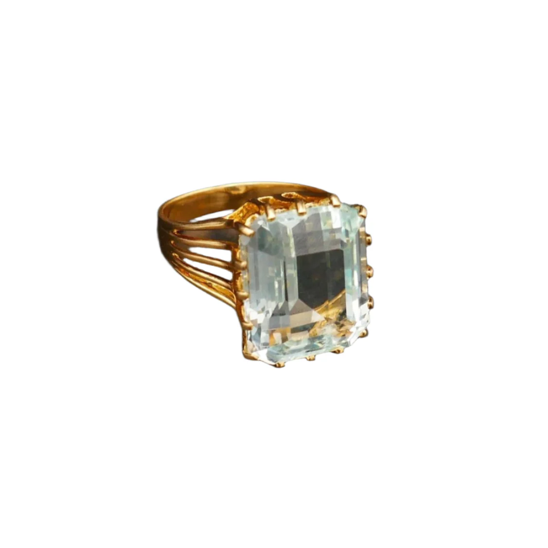Bague en or jaune et aigue marine - Image 3