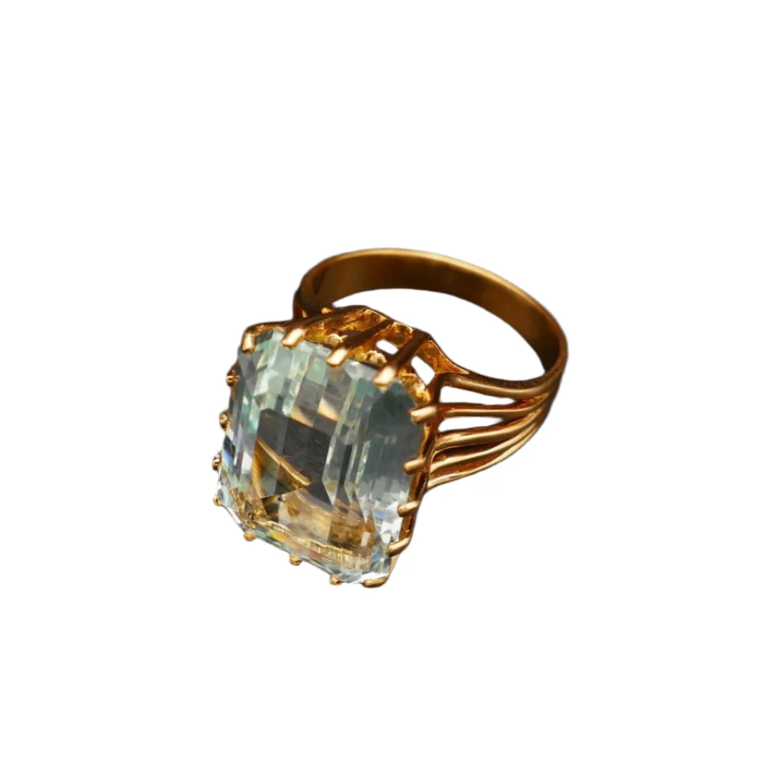 Bague en or jaune et aigue marine - Image 4