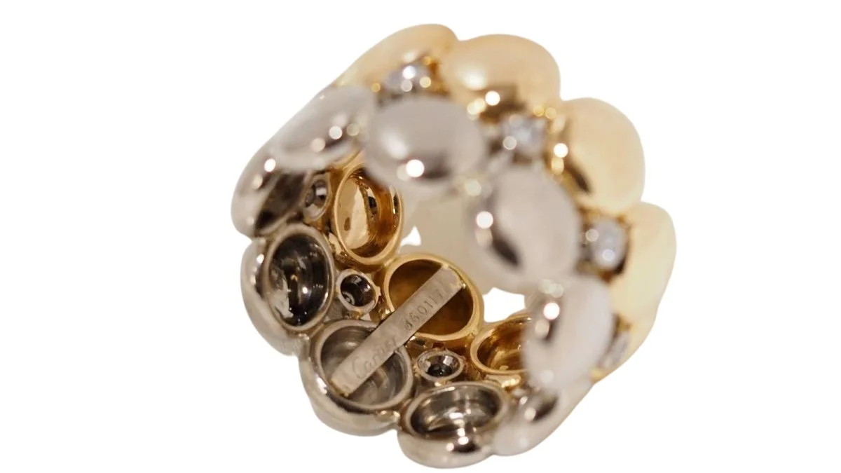 Bague Bandeau CARTIER "HoneyMoon" en or blanc, or jaune et diamants - Image 3