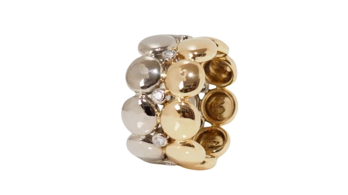 Bague Bandeau CARTIER "HoneyMoon" en or blanc, or jaune et diamants - Image 4