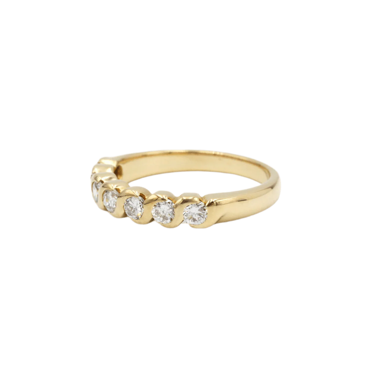 Bague Demi-Alliance en or jaune et diamants - Image 2