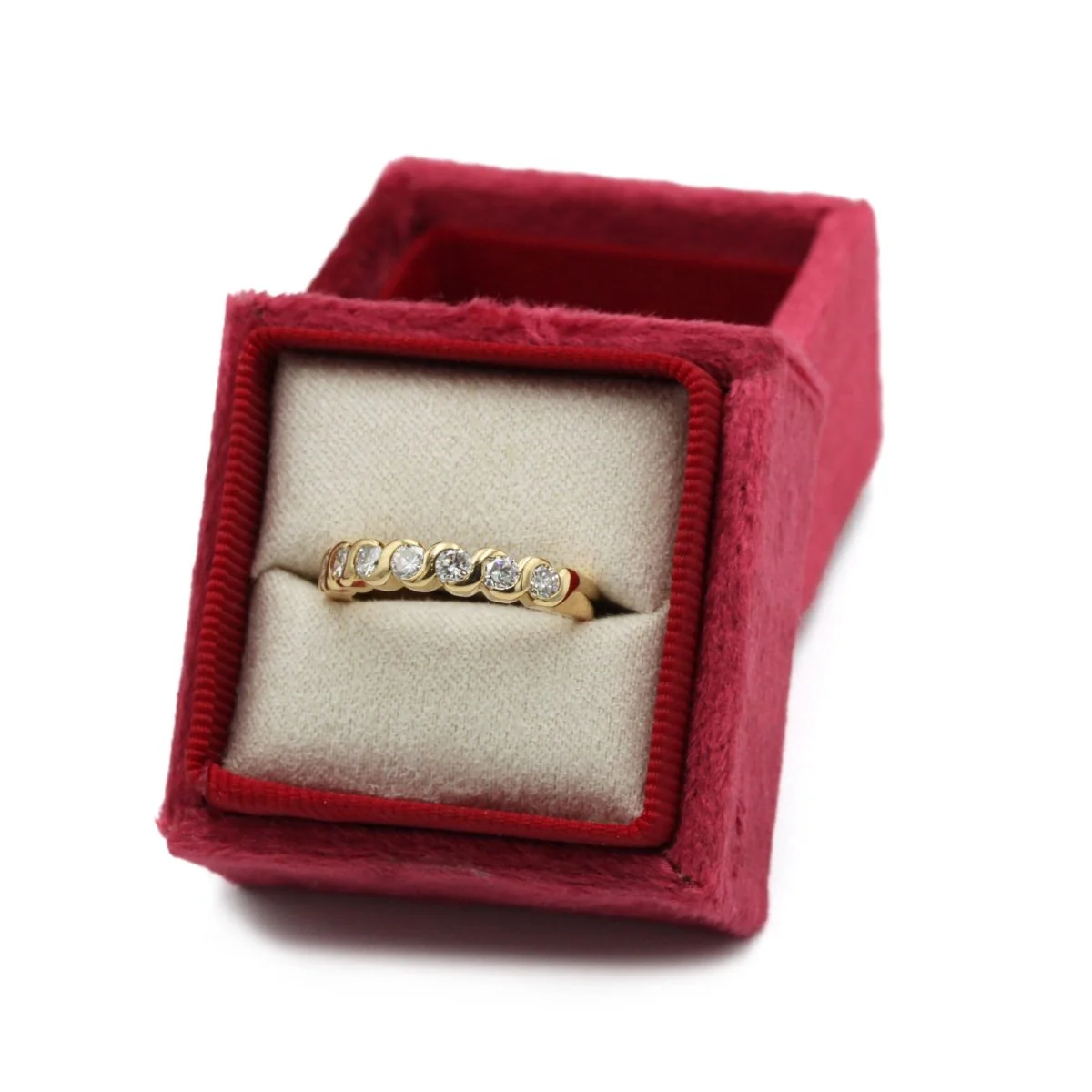 Bague Demi-Alliance en or jaune et diamants - Image 4