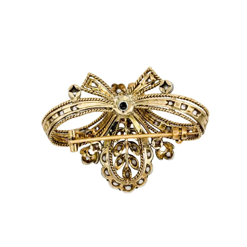 Broche Épingle en or jaune, argent et diamant - Image 3