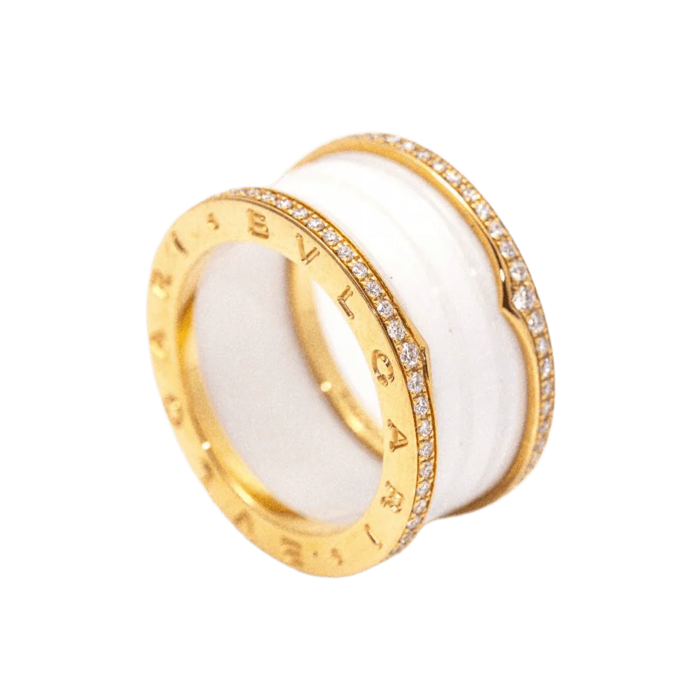 Bague BVLGARI "B.Zero1" en or rose, céramique et diamants - Image 3