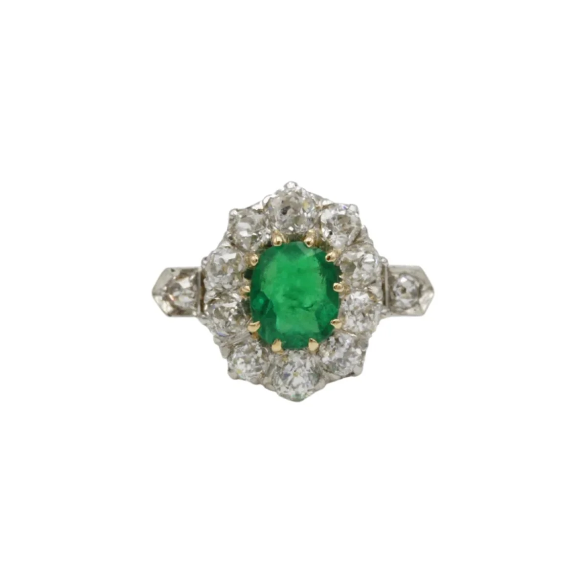 Bague Marguerite - Or jaune, émeraude et diamants