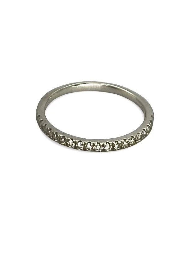 Demi-alliance or blanc et diamants 0,19 ct