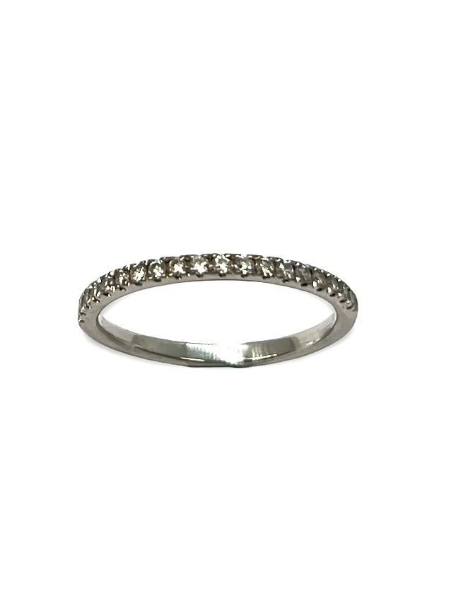 Demi-alliance or blanc et diamants 0,19 ct - Image 2