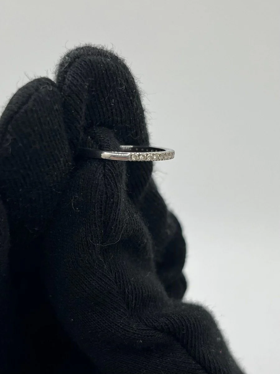 Demi-alliance or blanc et diamants 0,19 ct - Image 4