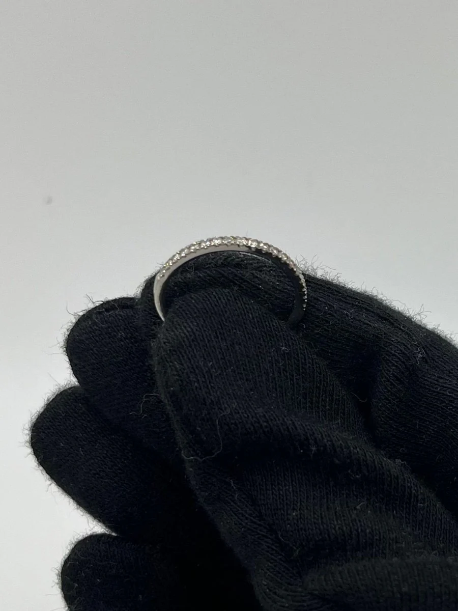 Demi-alliance or blanc et diamants 0,19 ct - Image 6