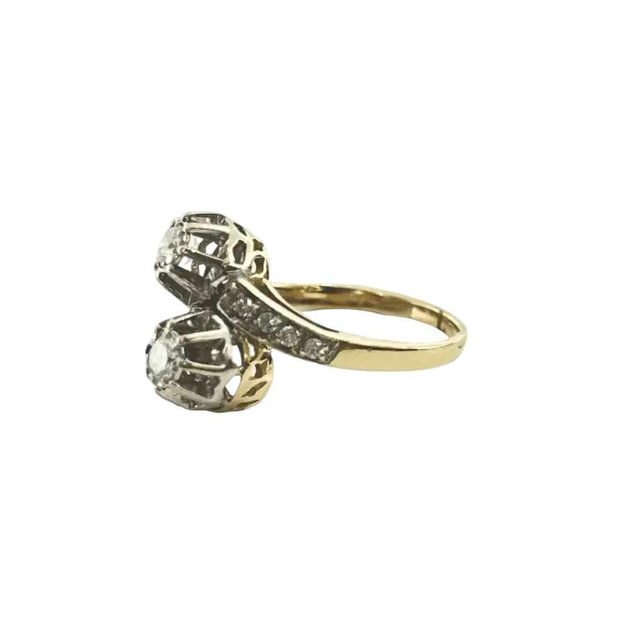 Bague Toi & moi en or jaune, or blanc, et diamants - Image 3