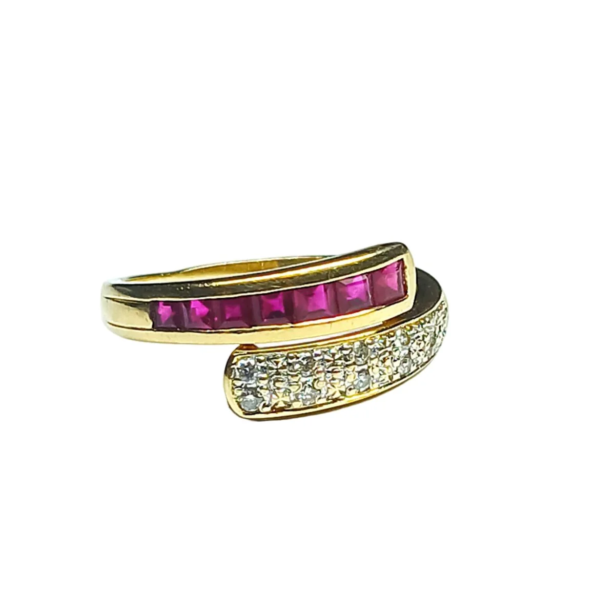 Bague Jonc en or jaune, rubis et diamants - Image 3