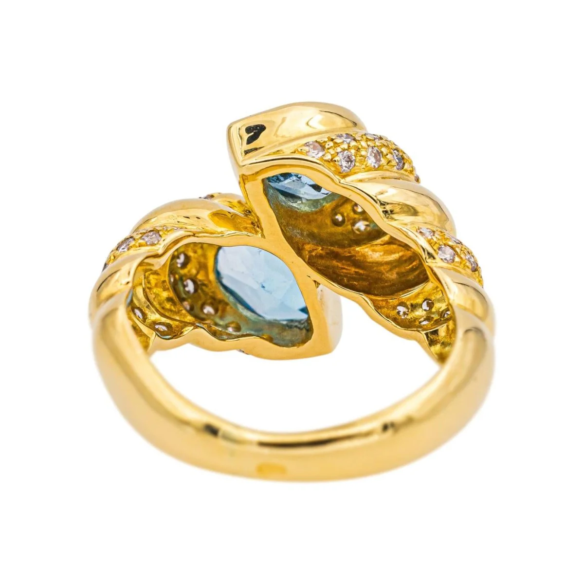 Bague Toi & Moi en or jaune, topazes et diamants - Image 5