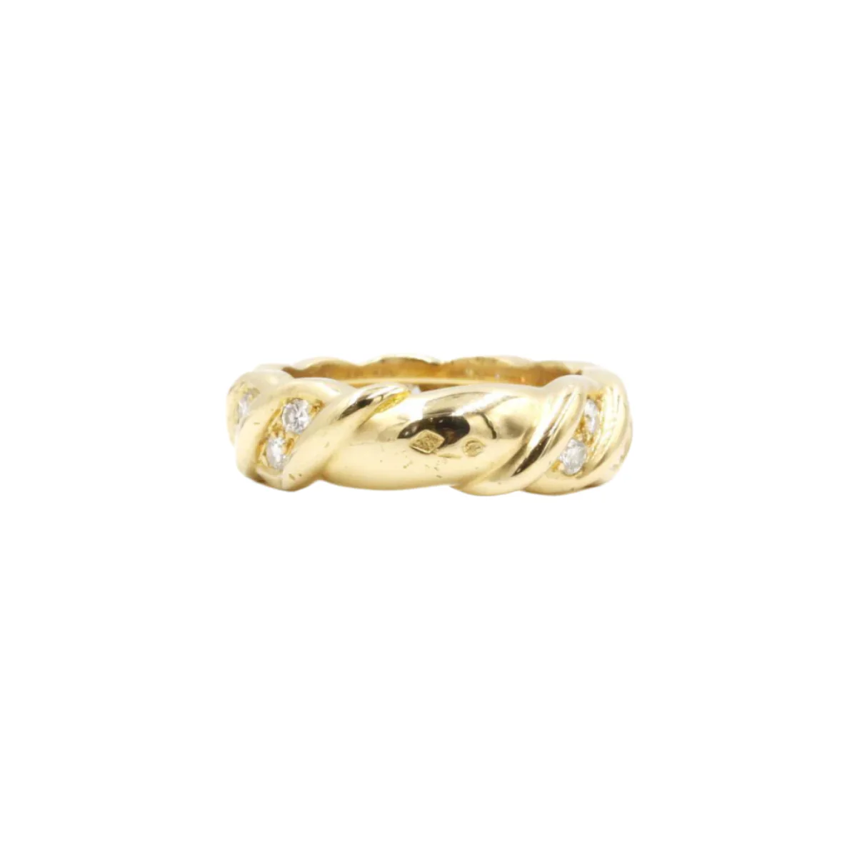 Bague torsadée en or jaune et diamants - Image 3