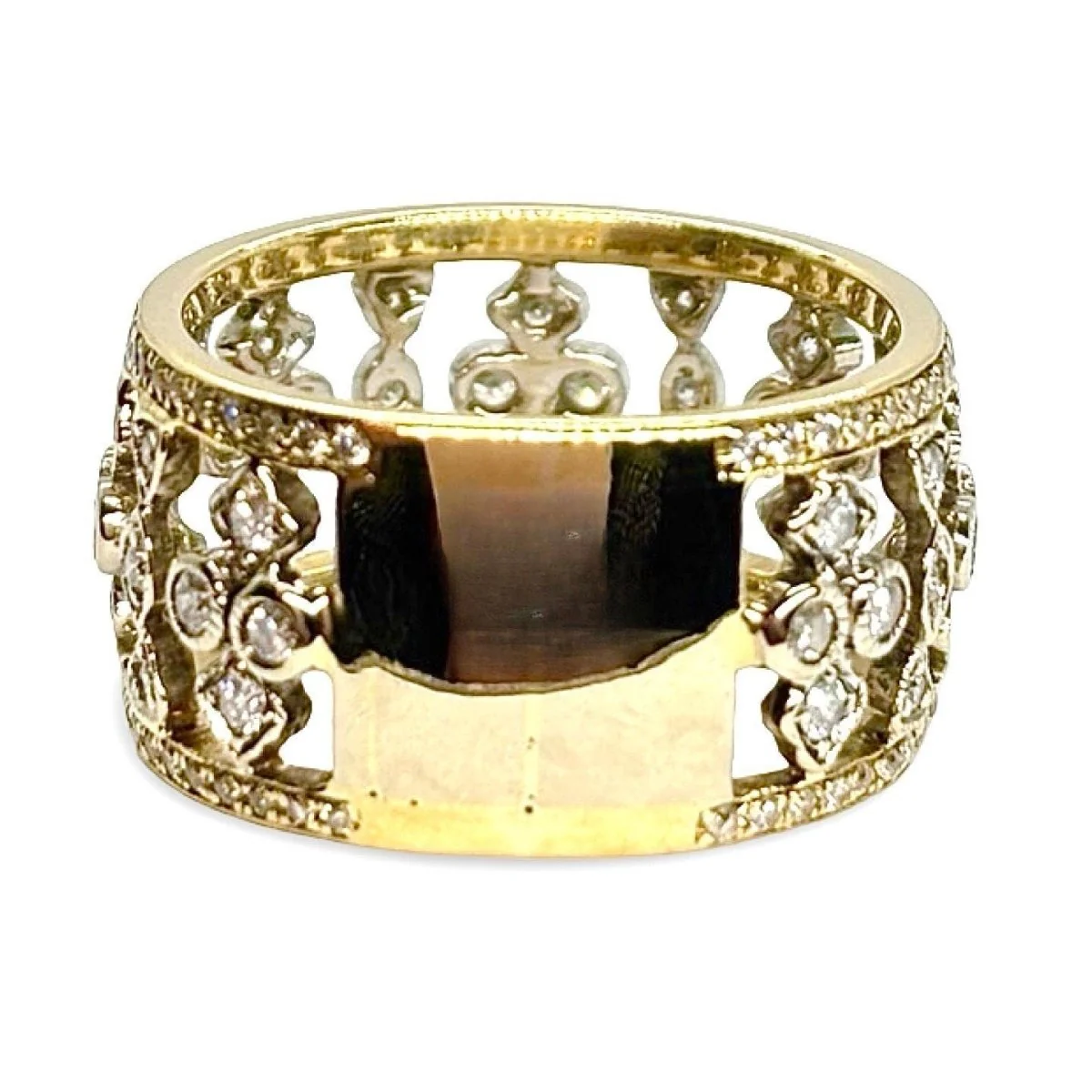 Bague Bandeau en or jaune et diamants - Image 4