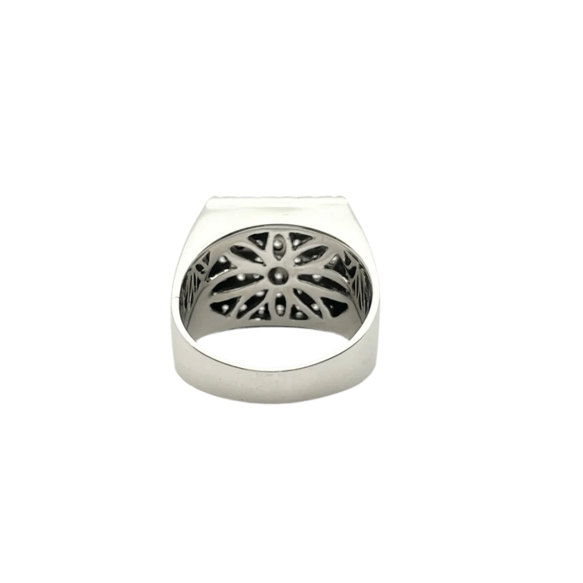 Bague Chevalière en or blanc et diamants - Image 3