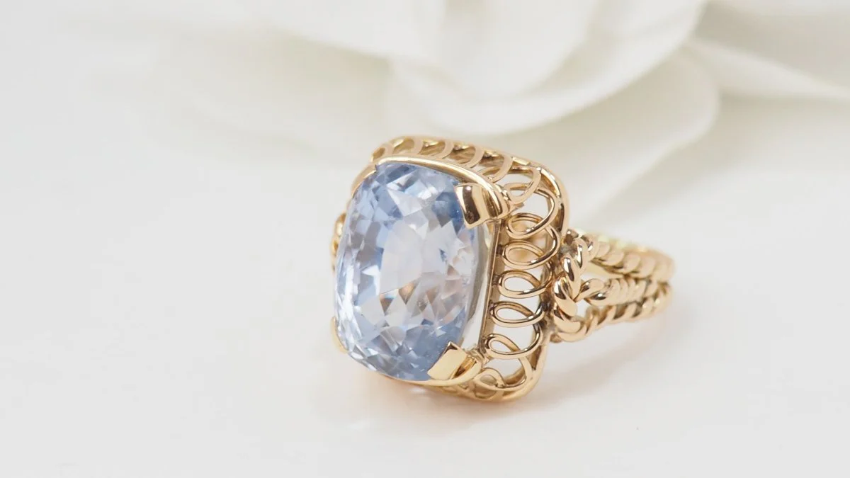 Bague en or jaune et Topaze bleue - Image 4