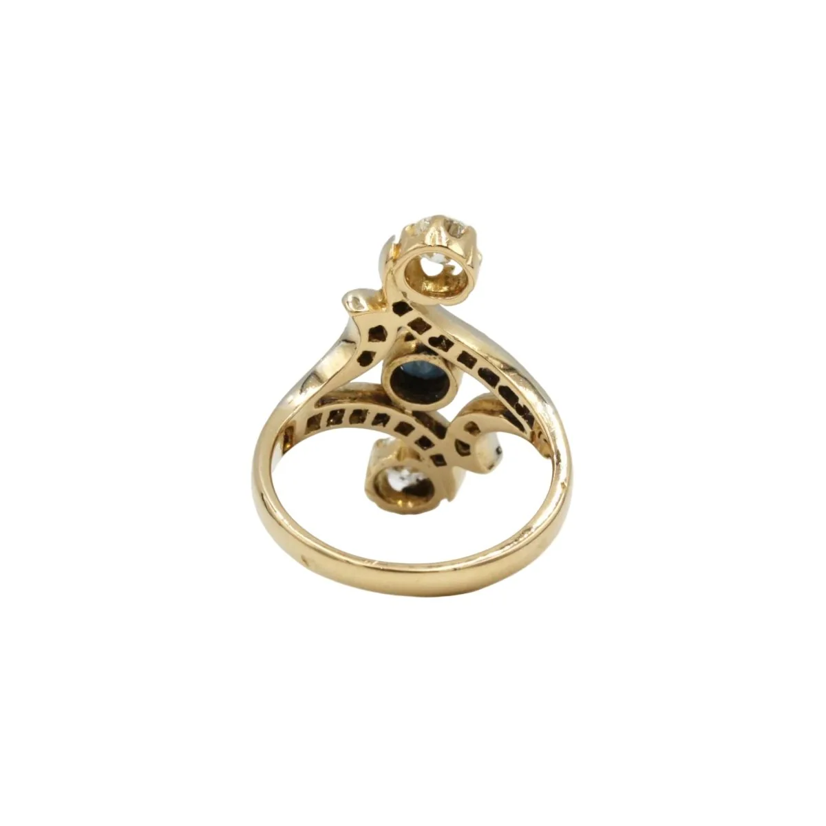Bague Trilogie en or jaune, saphir et diamants - Image 4