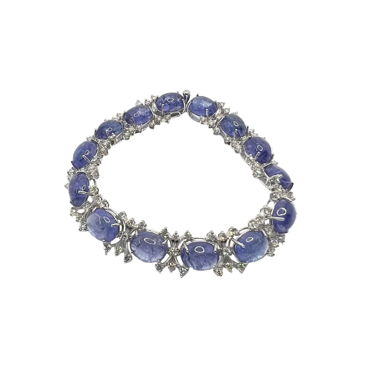 Bracelet Souple en or blanc, tanzanites et diamants