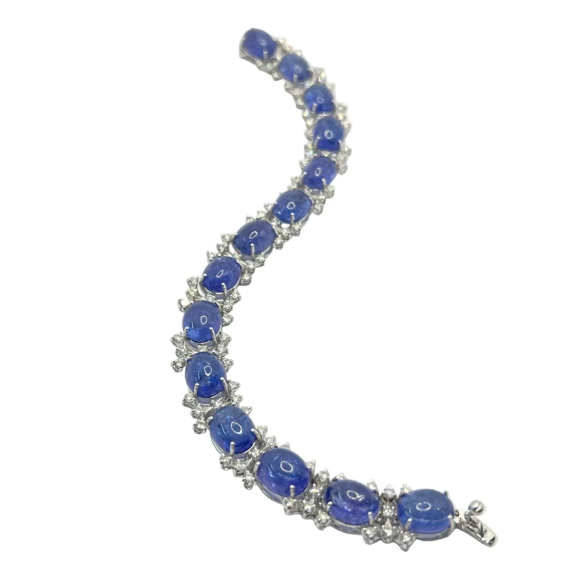 Bracelet Souple en or blanc, tanzanites et diamants - Image 2