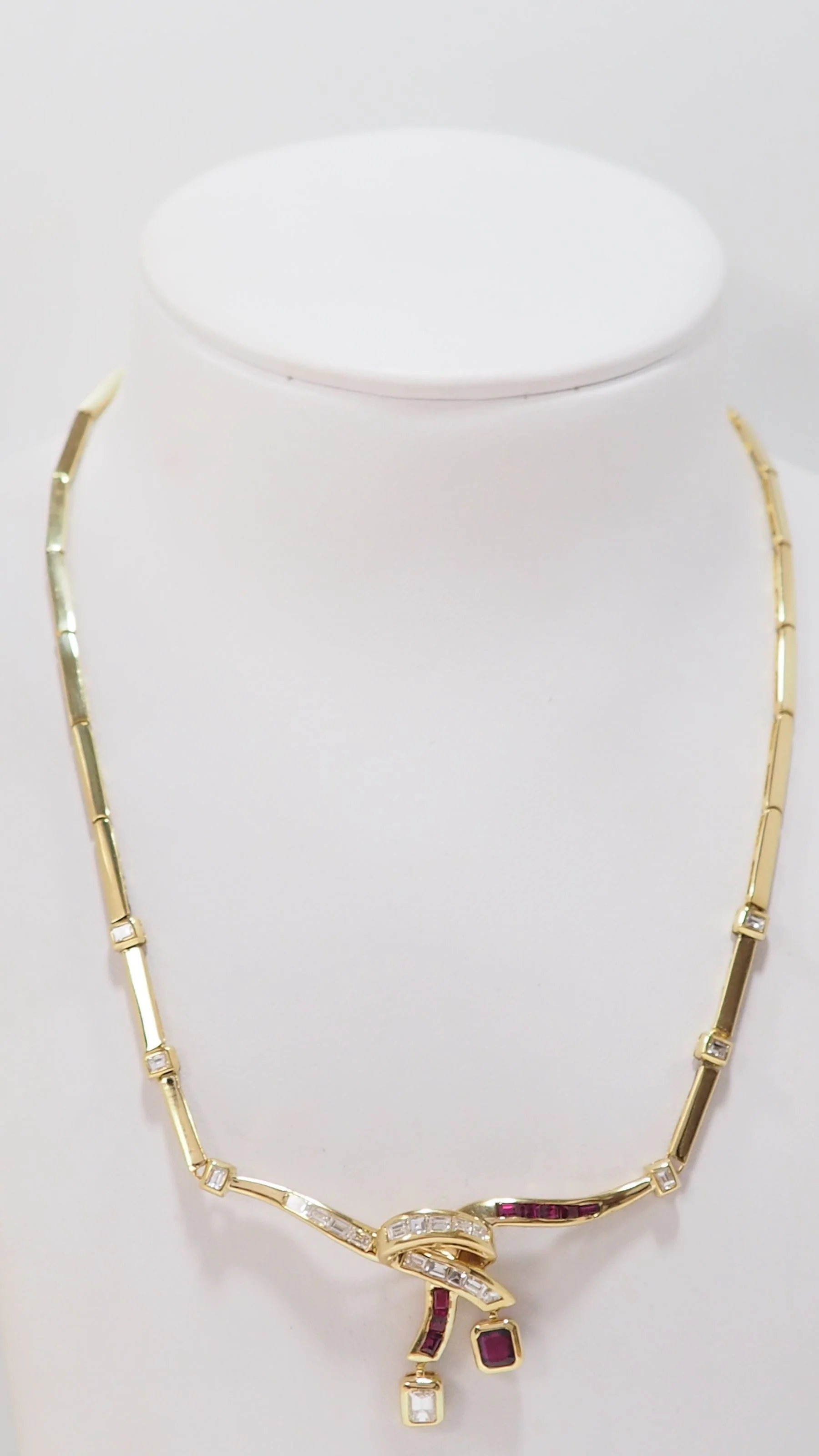 Collier Vintage En Or Jaune, Diamants Et Rubis