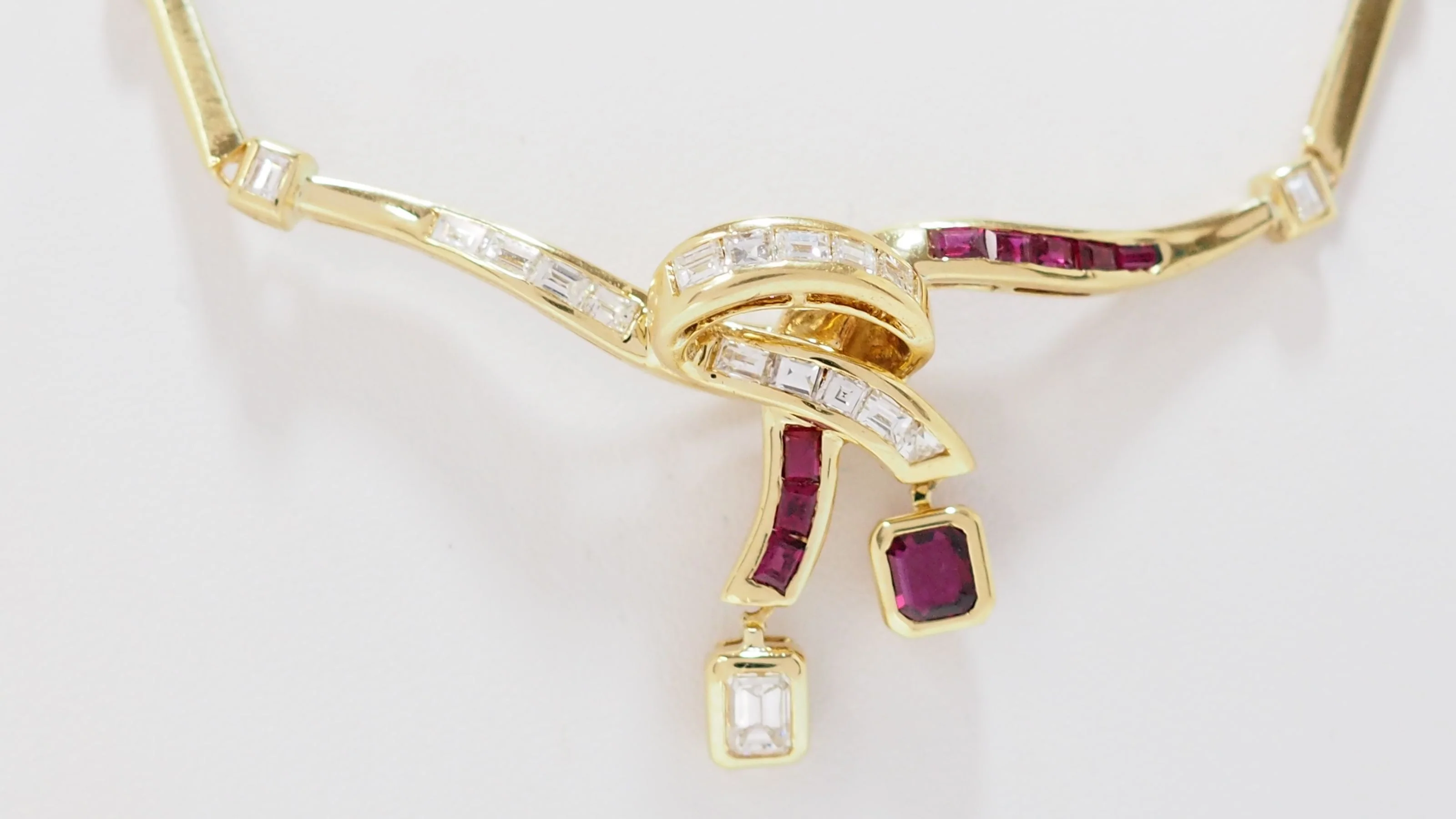 Collier Vintage En Or Jaune, Diamants Et Rubis - Image 3