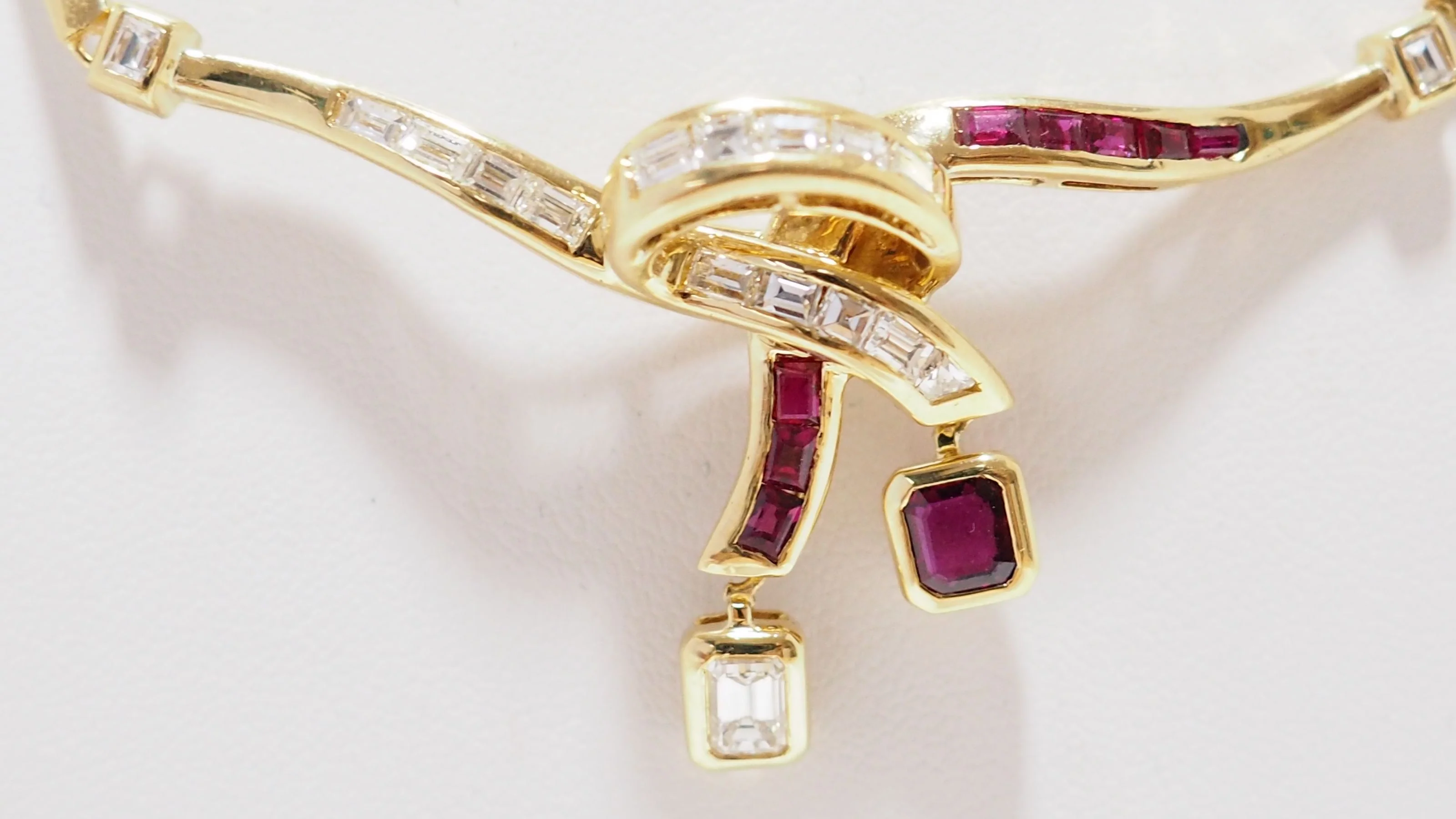 Collier Vintage En Or Jaune, Diamants Et Rubis - Image 5