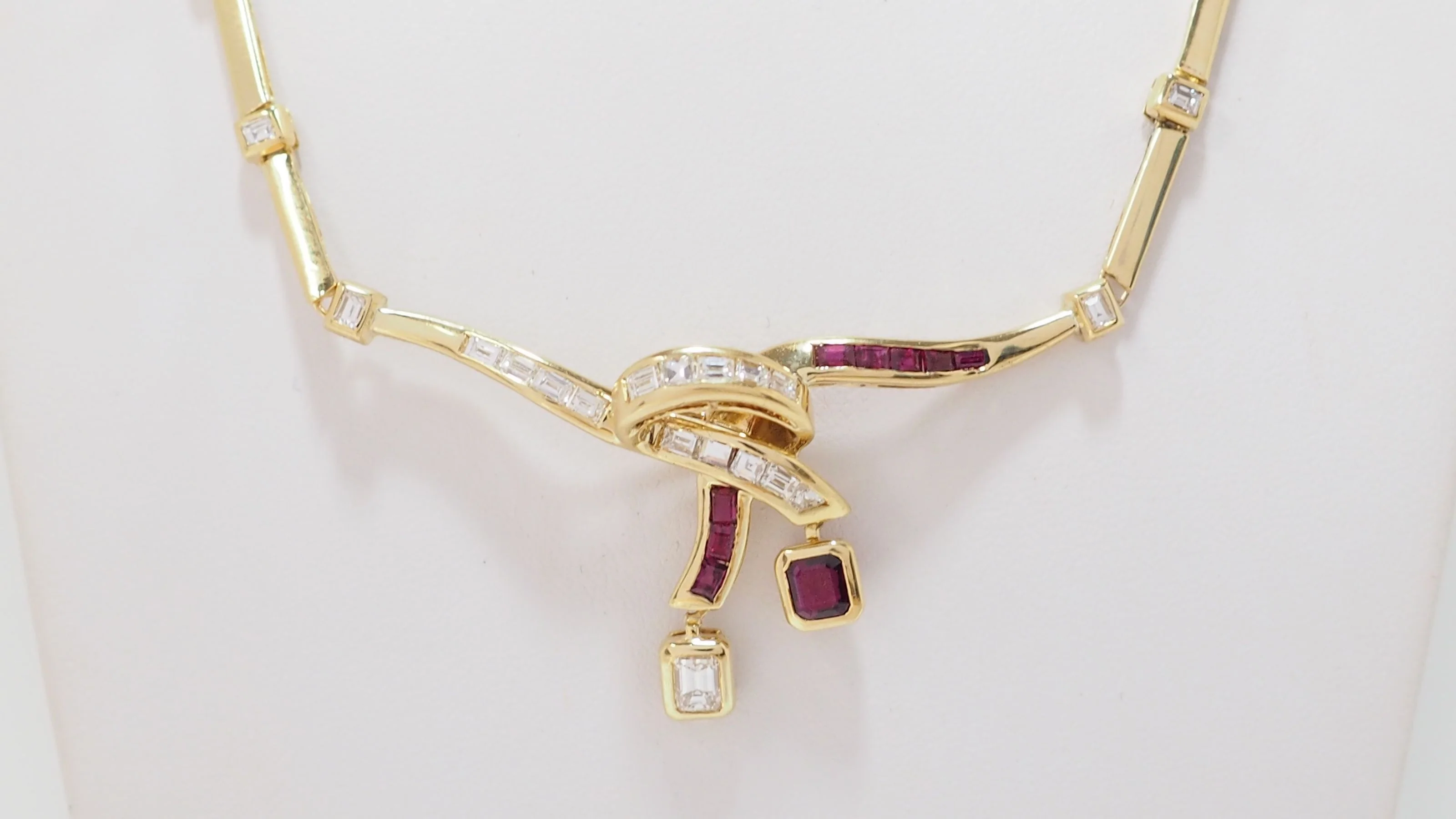 Collier Vintage En Or Jaune, Diamants Et Rubis - Image 6
