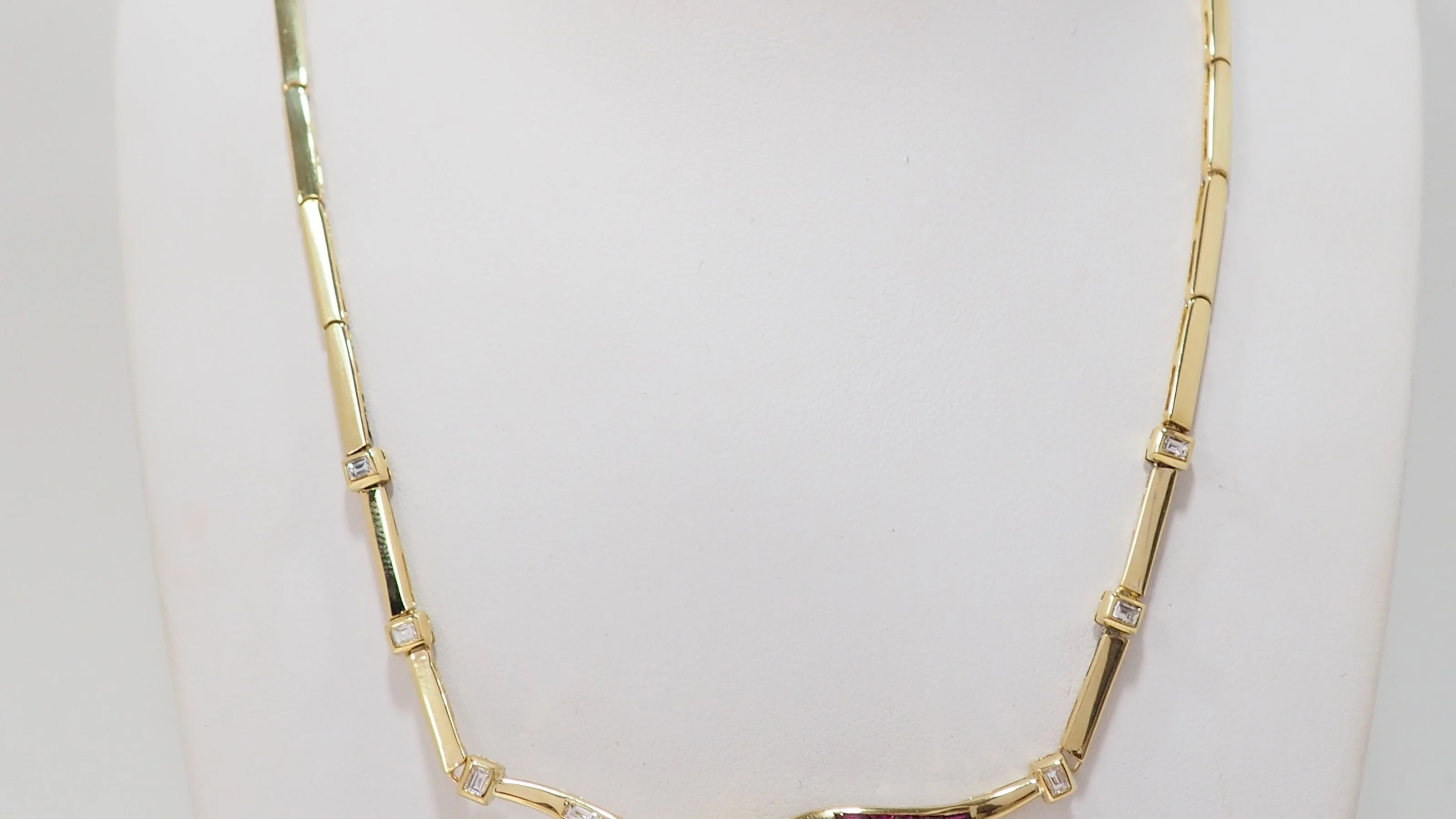 Collier Vintage En Or Jaune, Diamants Et Rubis - Image 7