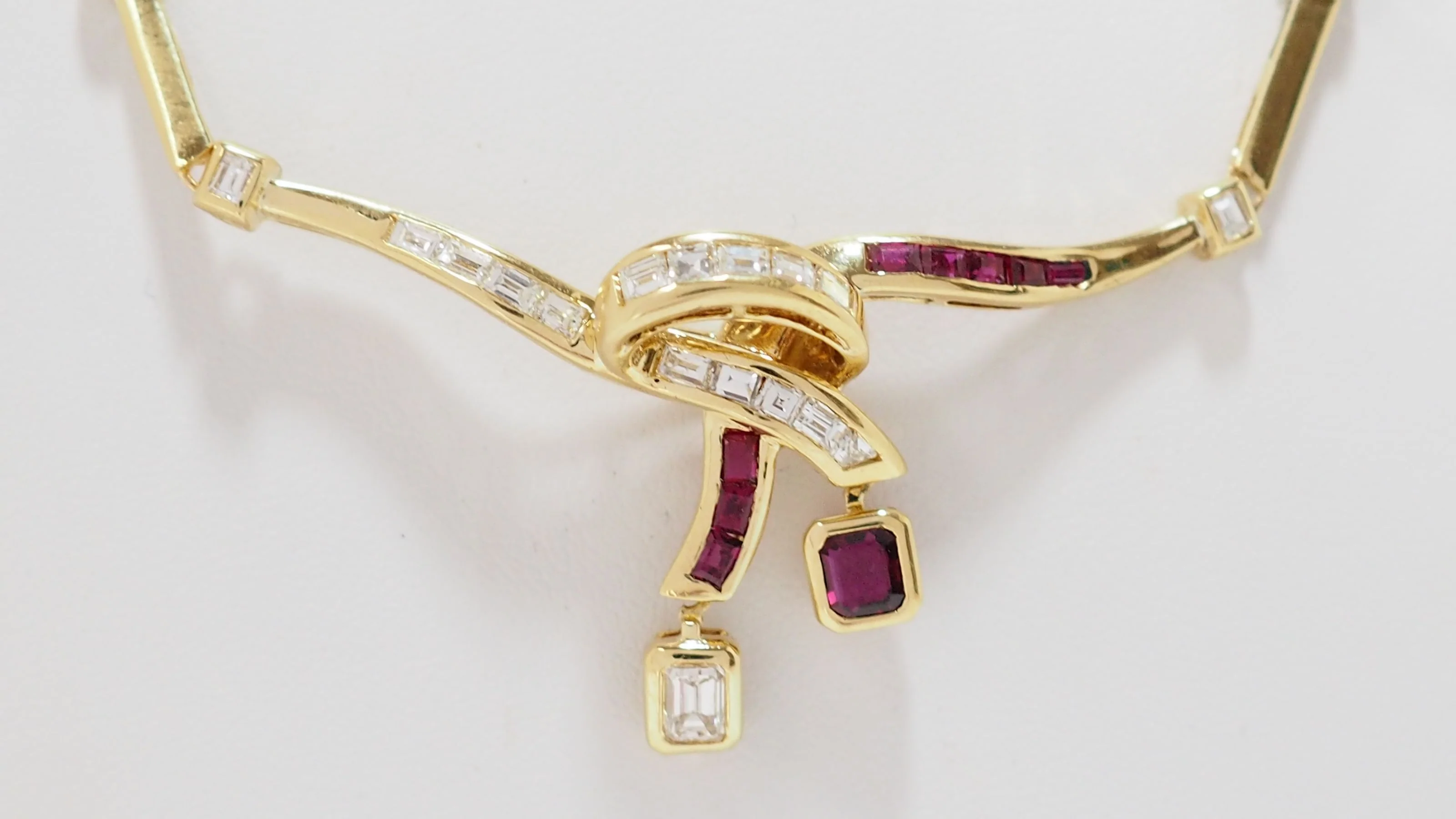 Collier Vintage En Or Jaune, Diamants Et Rubis - Image 9