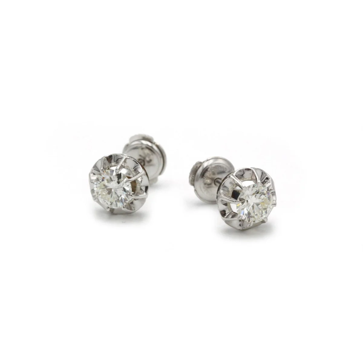 Boucles d'oreilles - Or blanc, Platine et diamants - Image 2