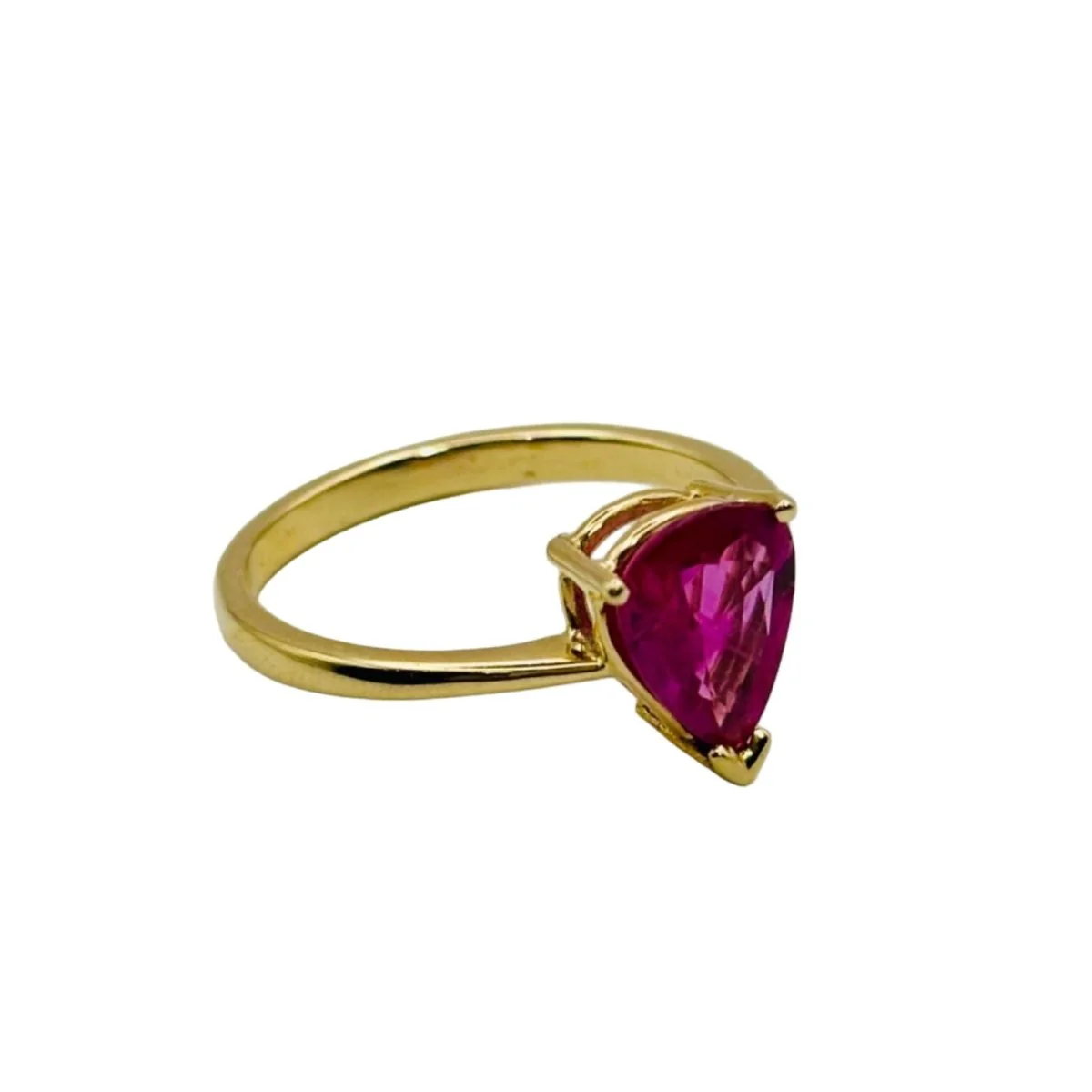 Bague Solitaire en or jaune et rubis - Image 3