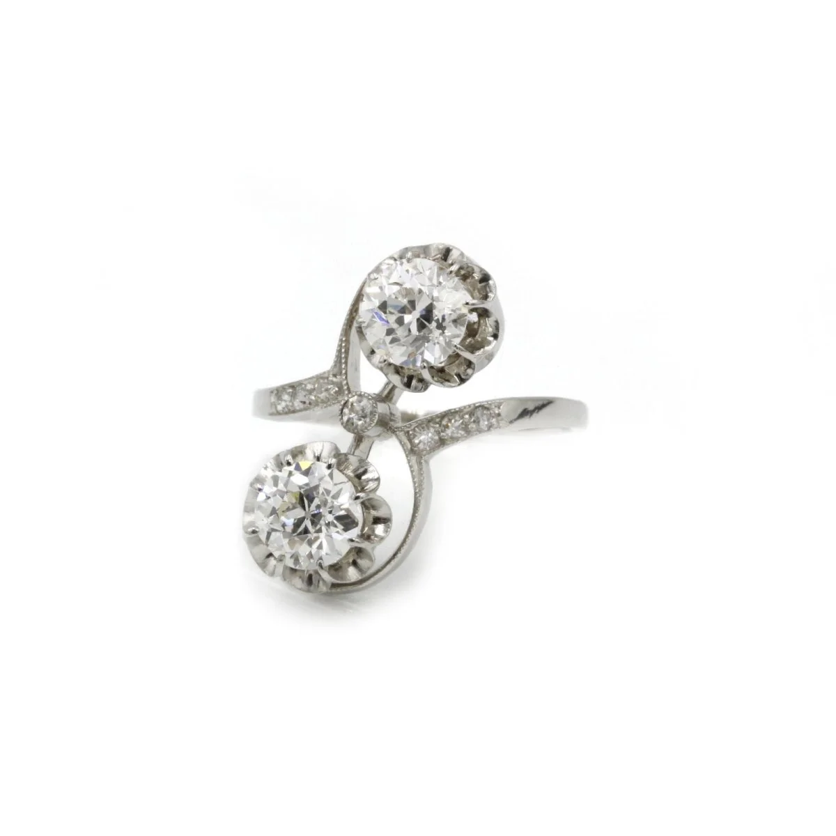 Bague Toi et Moi - Platine et diamants - Image 2