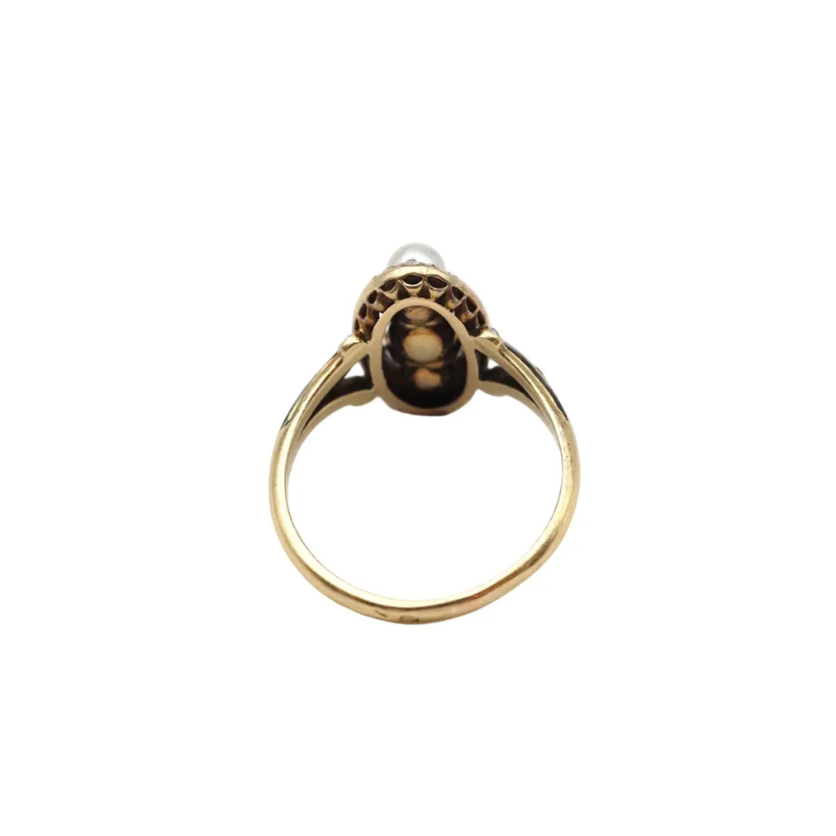 Bague Trilogie en or jaune, perles et diamants - Image 4