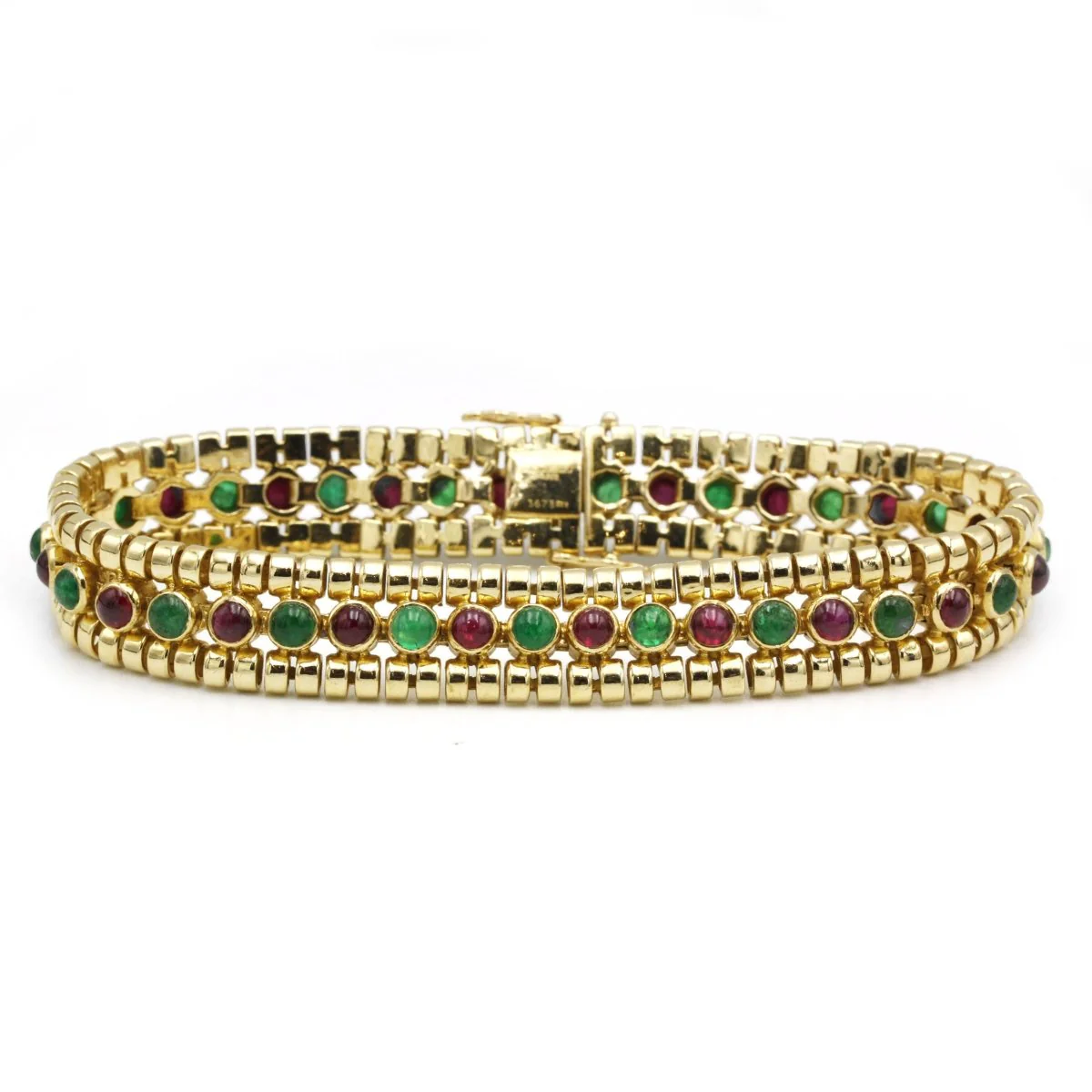 Bracelet MELLERIO en or jaune, émeraude et rubis