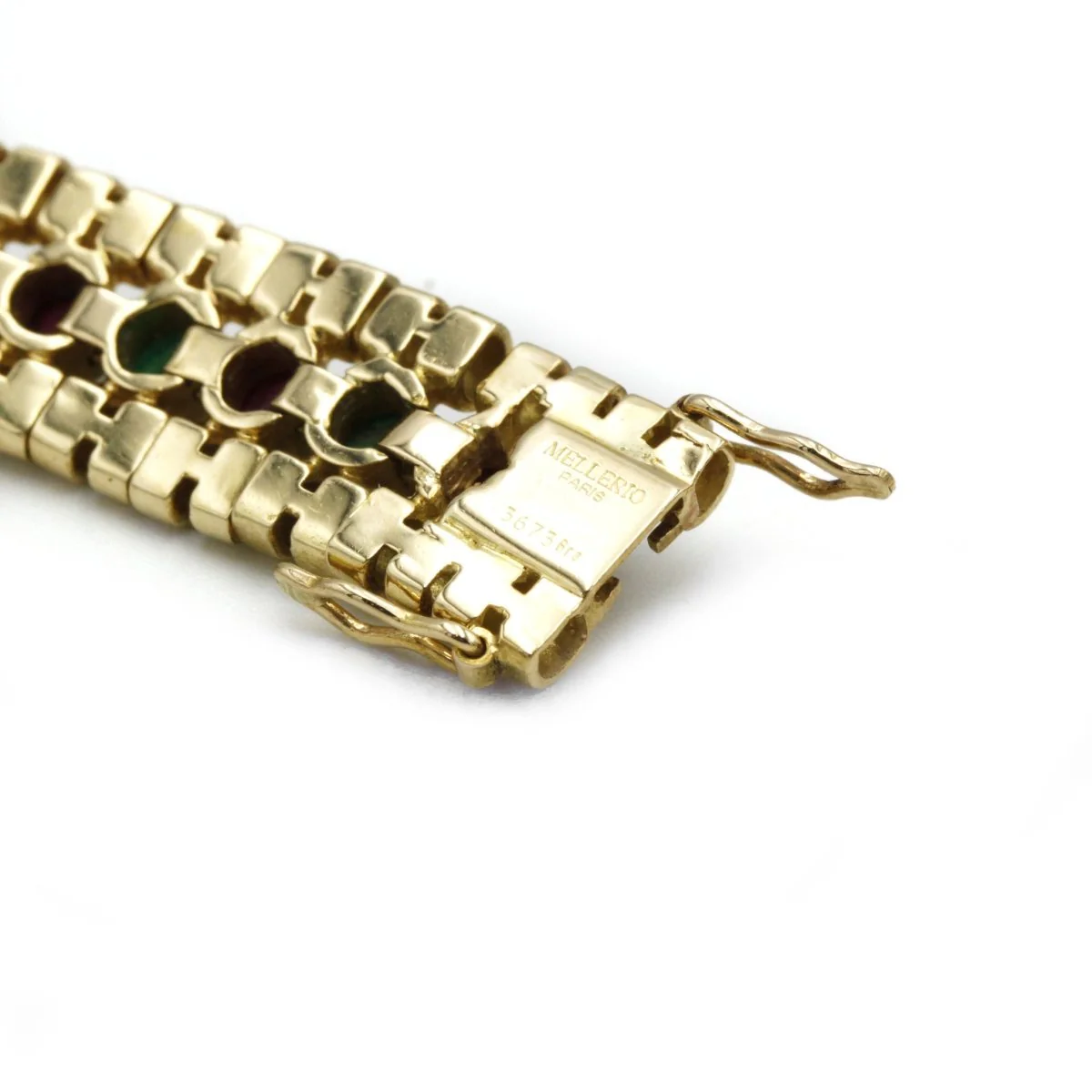 Bracelet MELLERIO en or jaune, émeraude et rubis - Image 3