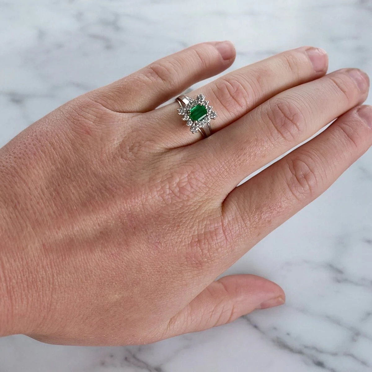 Bague Émeraude et Diamants, Vintage - Image 2