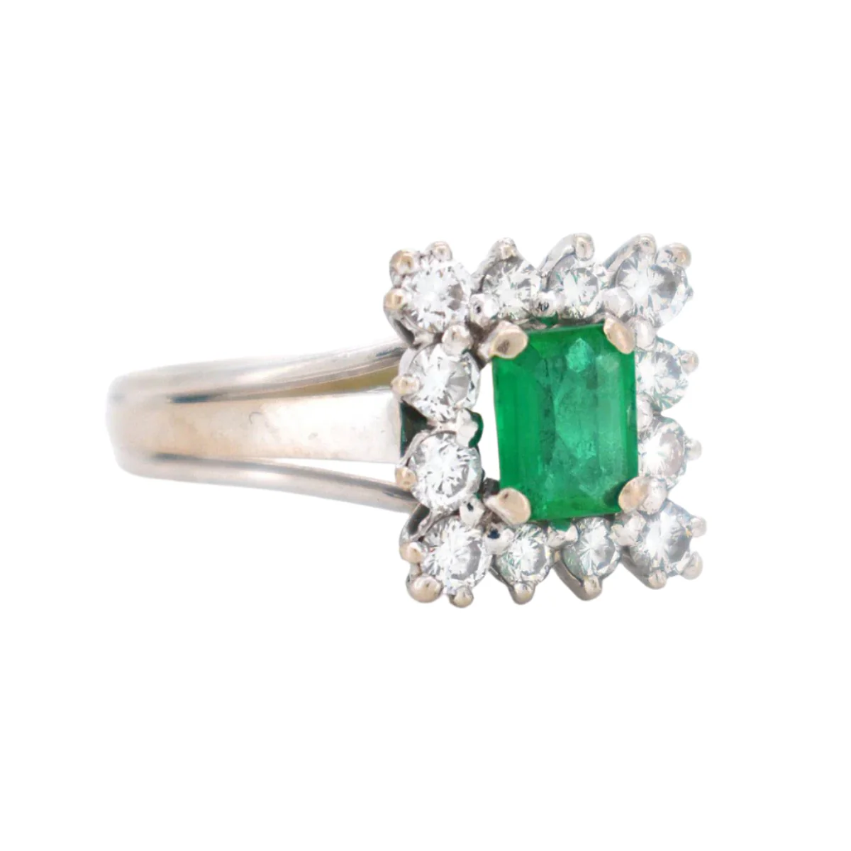Bague Émeraude et Diamants, Vintage - Image 3