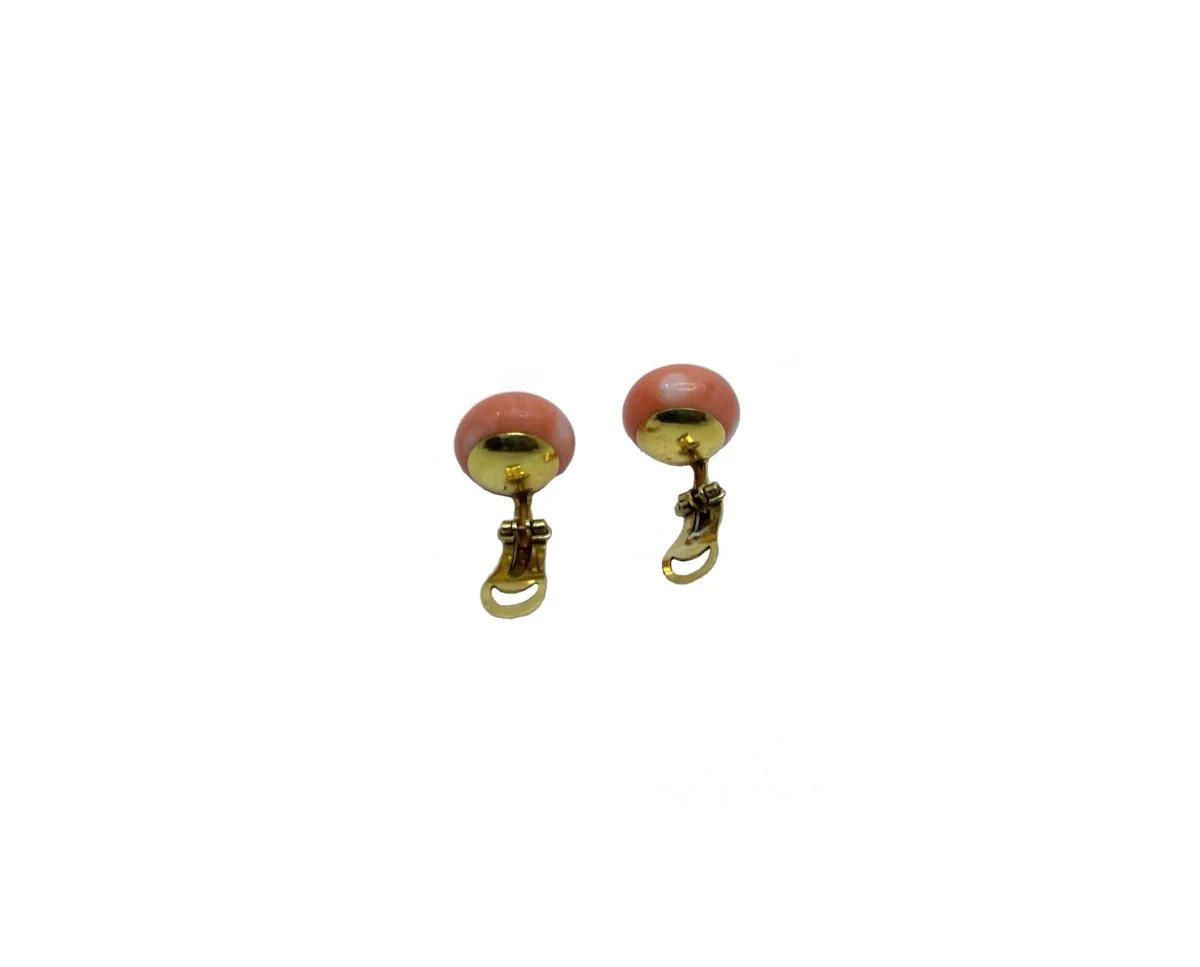Clips d'oreilles en or jaune et corail - Image 2