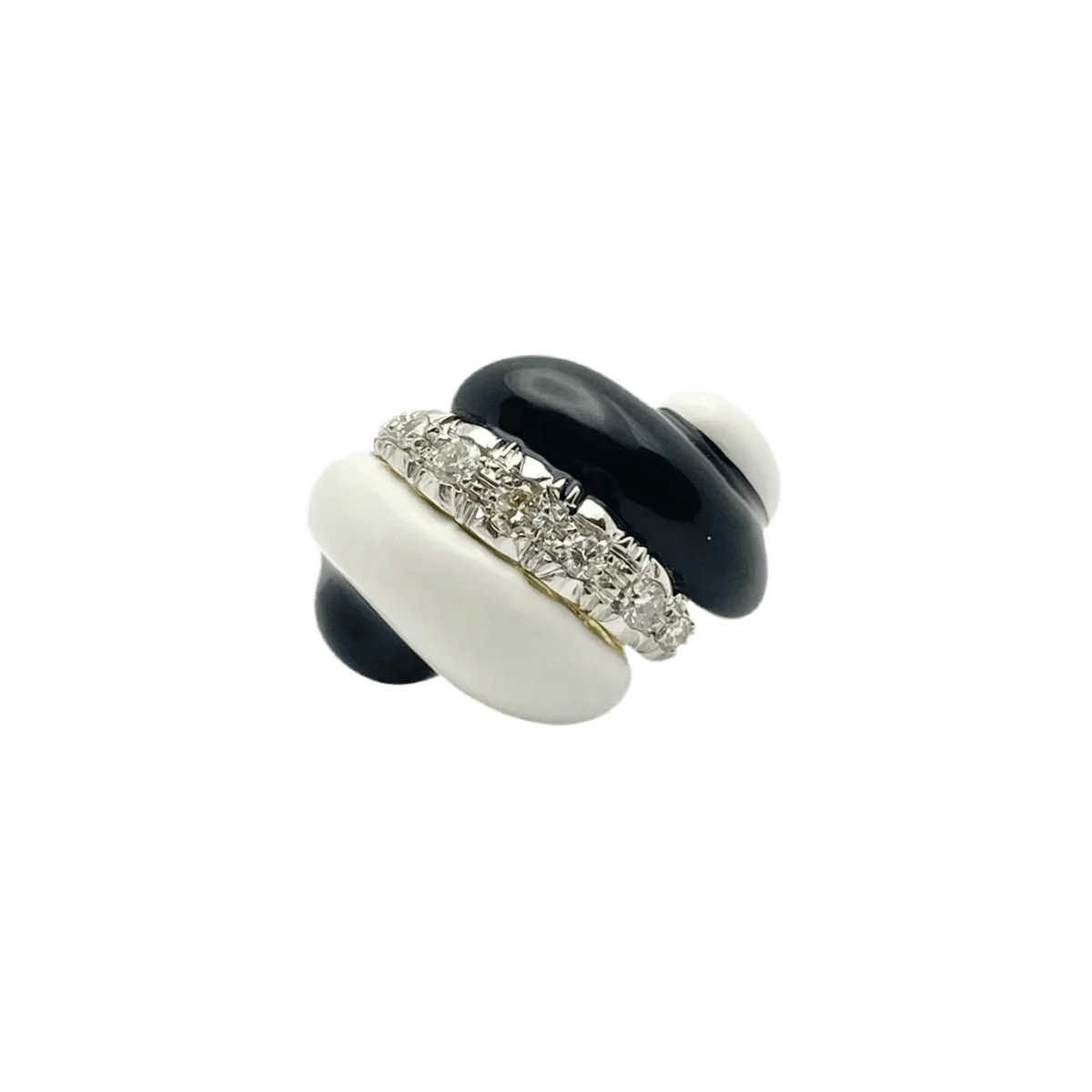 Bague Dôme en or blanc, or blanc, émail et diamants
