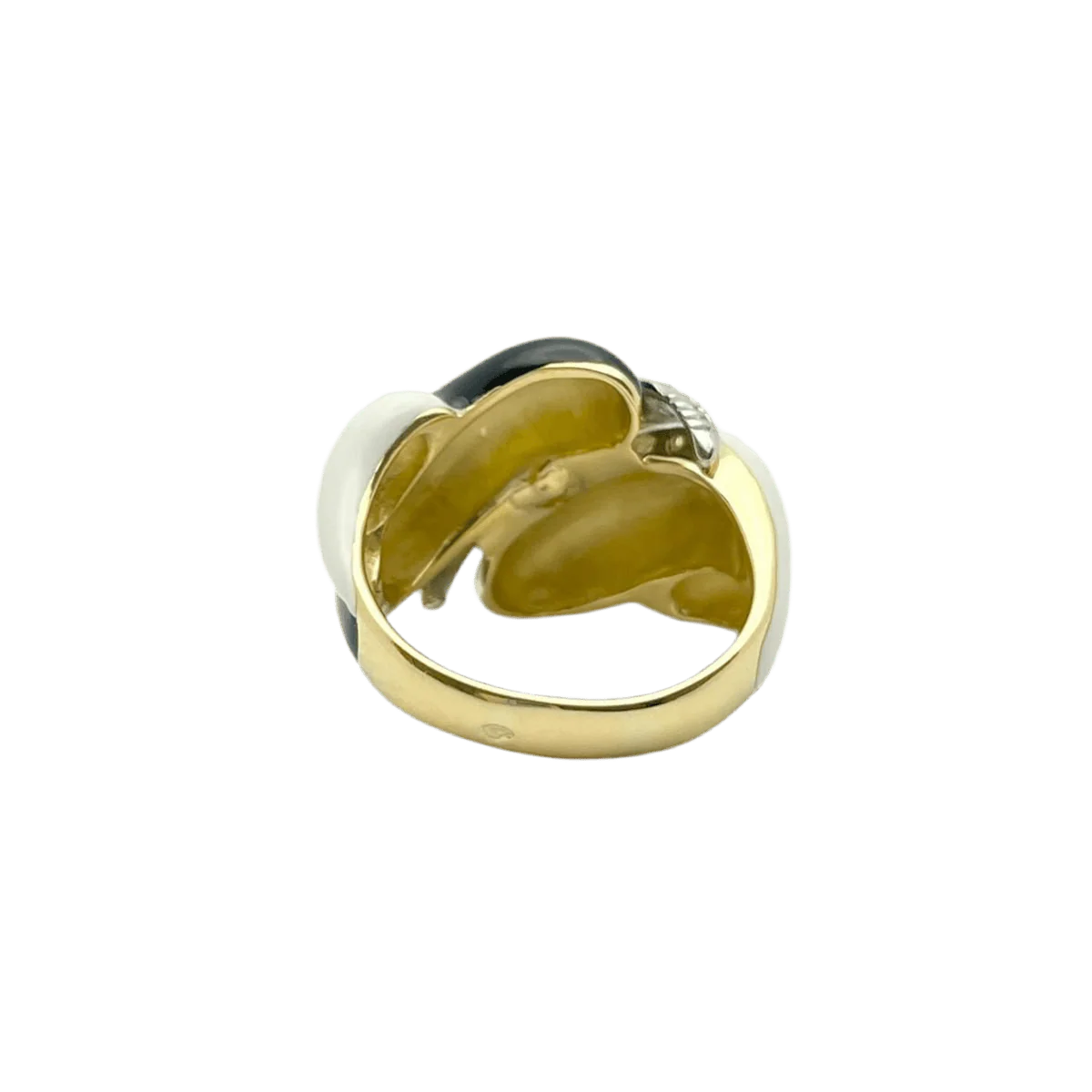 Bague Dôme en or blanc, or blanc, émail et diamants - Image 3