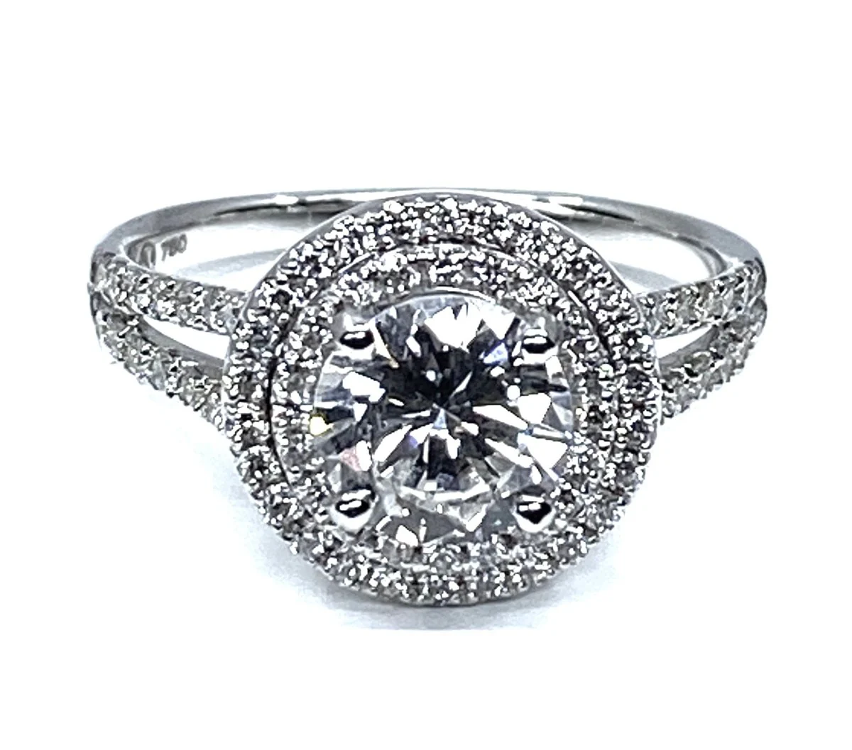 Bague en or blanc 18 carats, diamant 0,97 carat couleur E