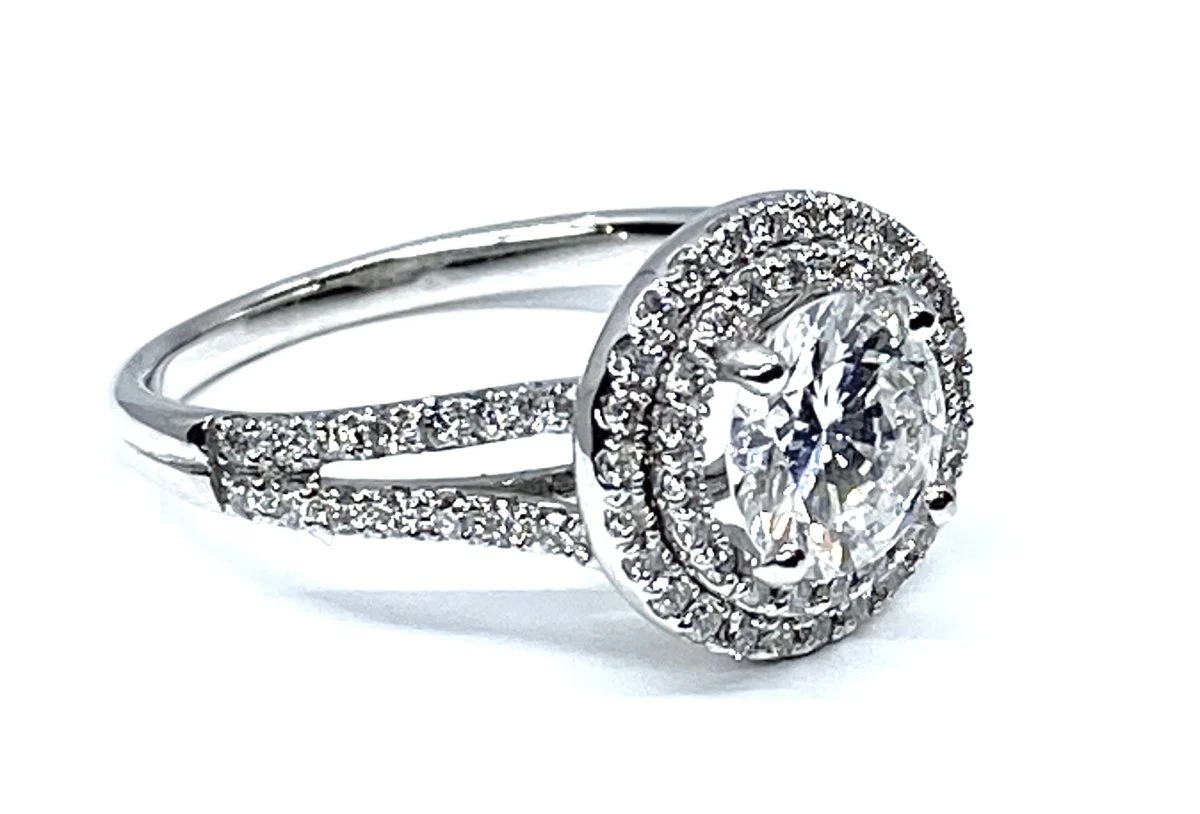 Bague en or blanc 18 carats, diamant 0,97 carat couleur E - Image 3