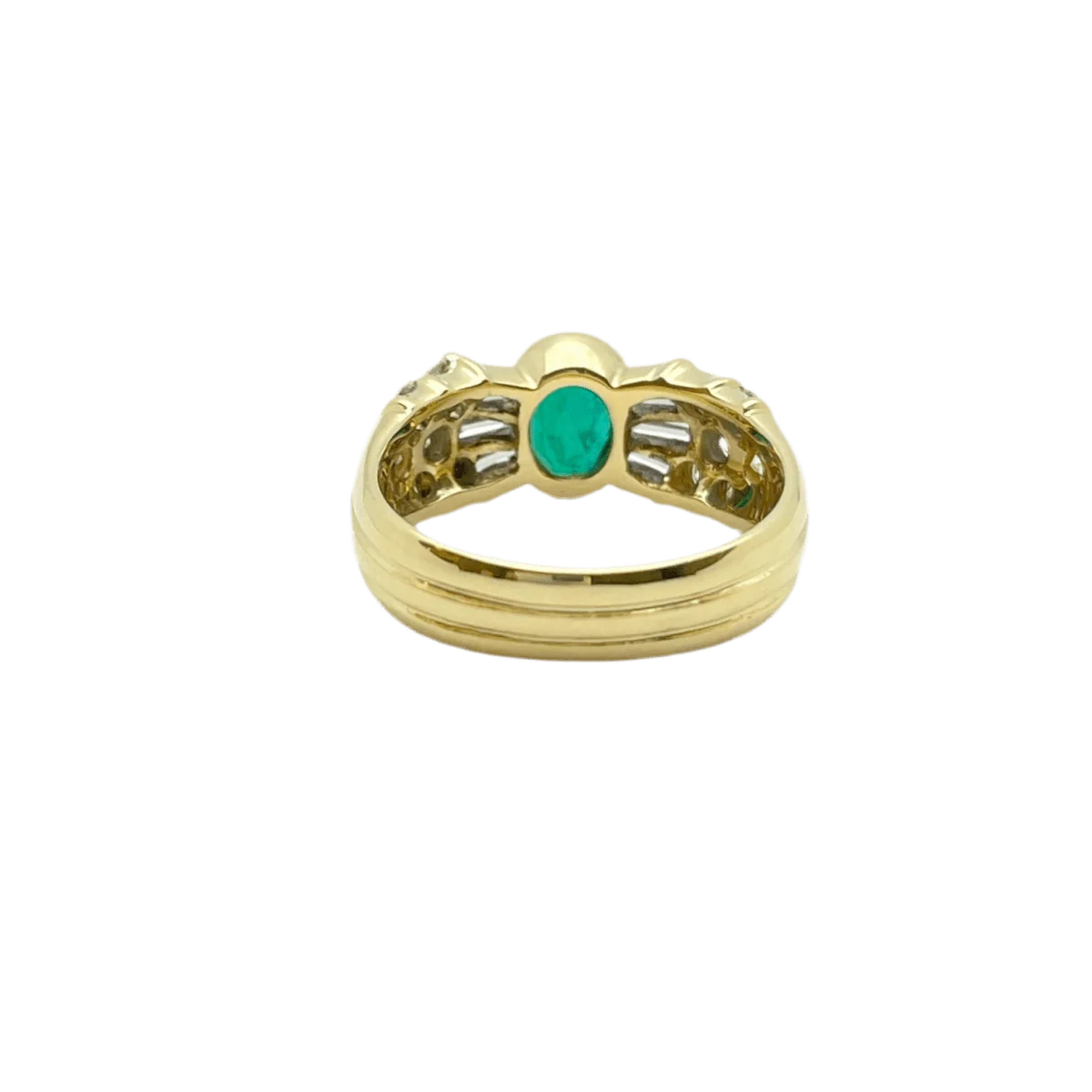 Bague Jonc en or jaune, émeraude et diamants - Image 3