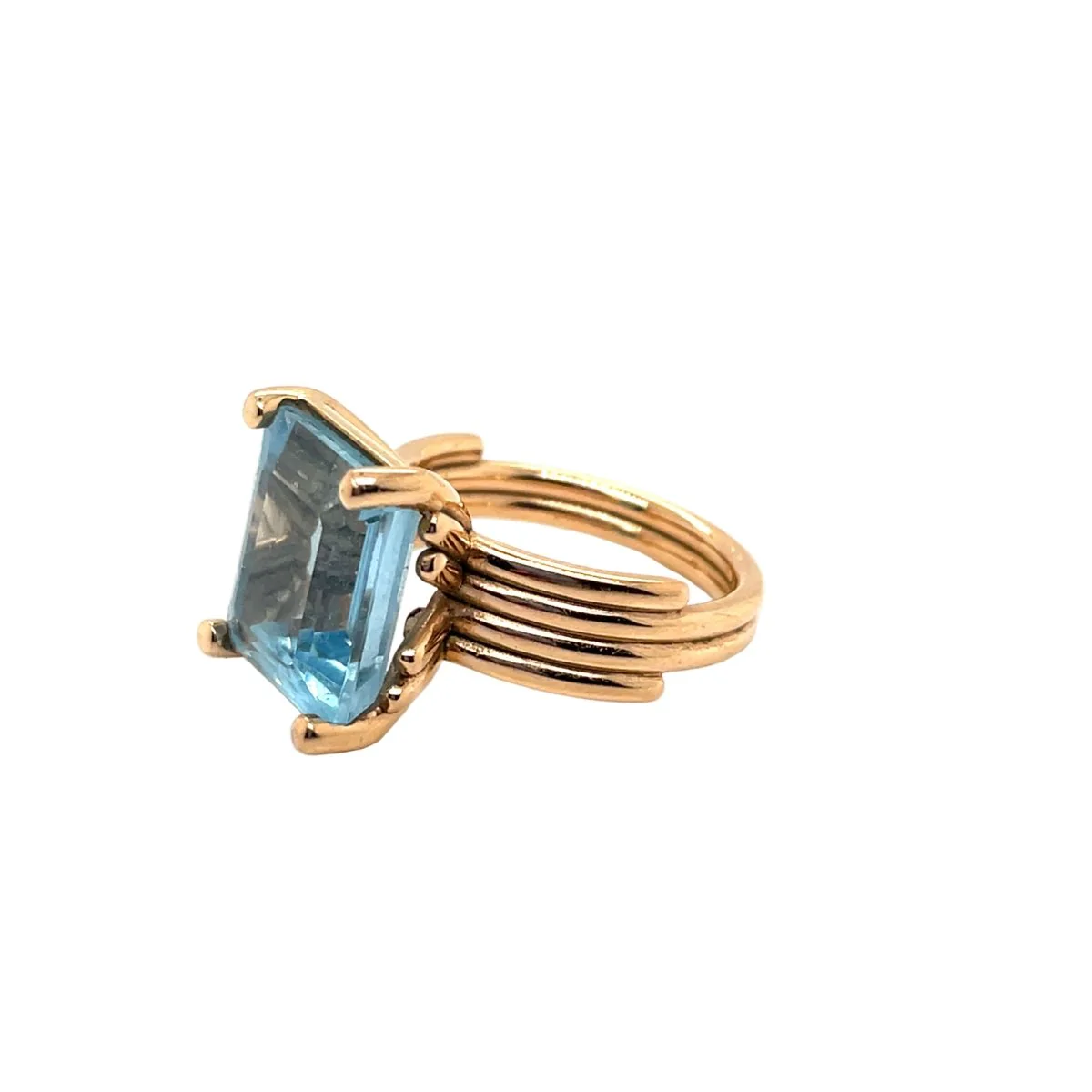 Bague Cocktail en or rose et aigue-marine - Image 2