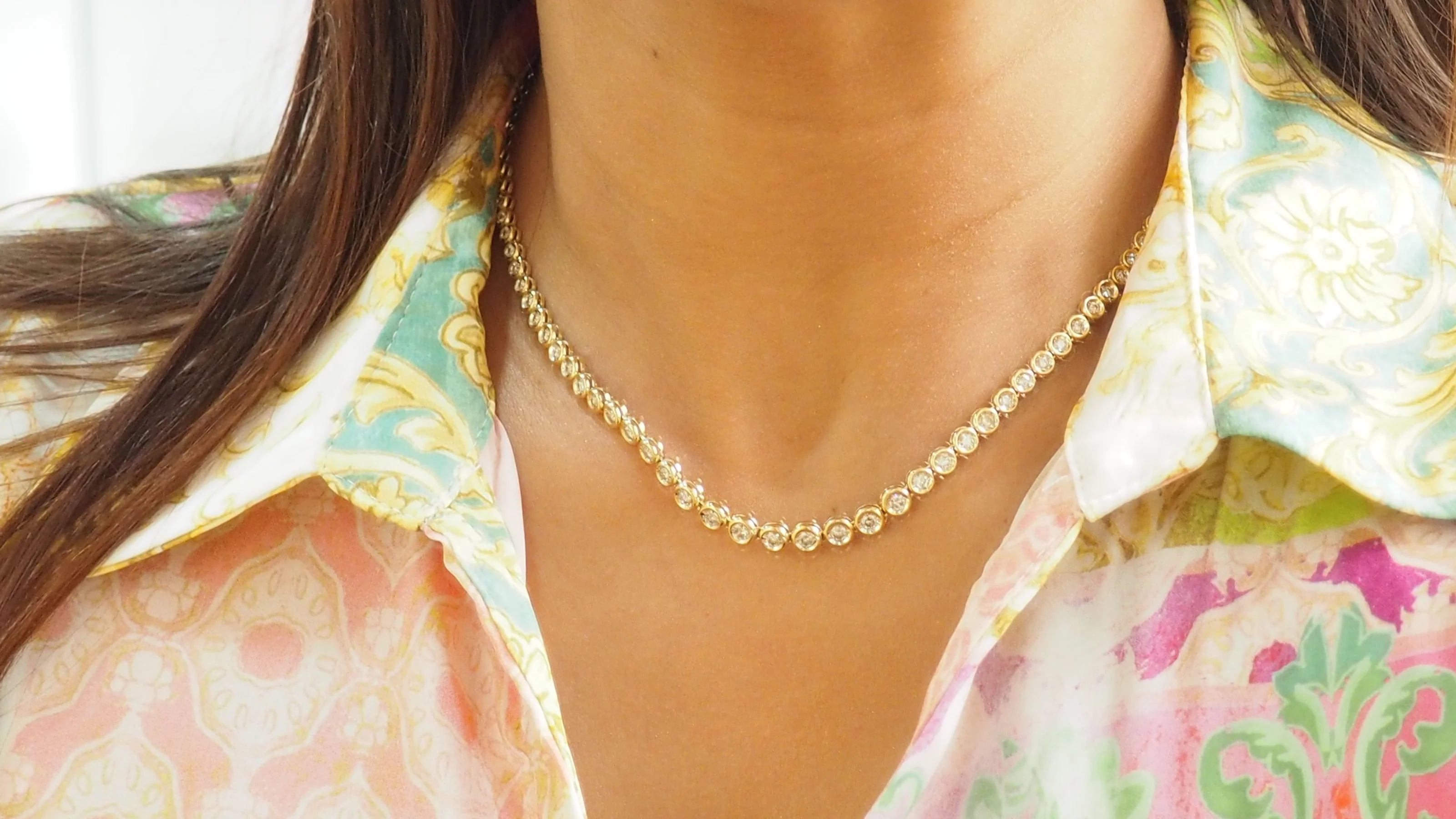 Collier rivière en or jaune et diamants - Image 2