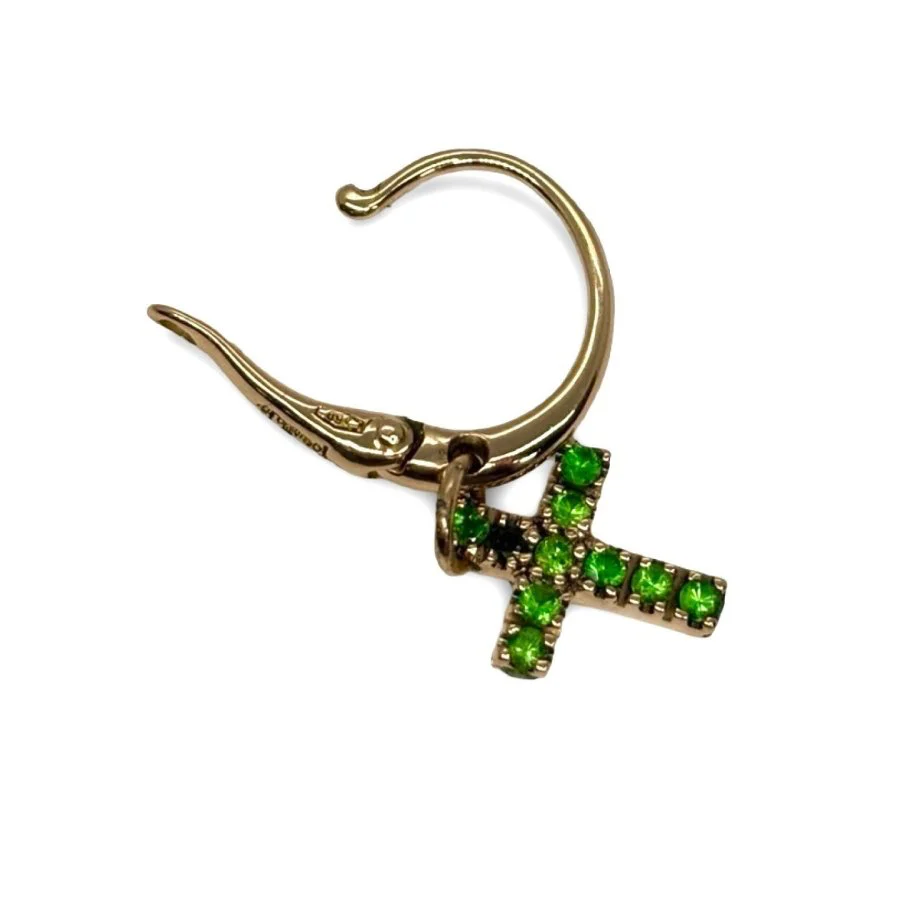 Boucle d'oreille  POMELLATO "Croix" en or rose et émeraudes - Image 3